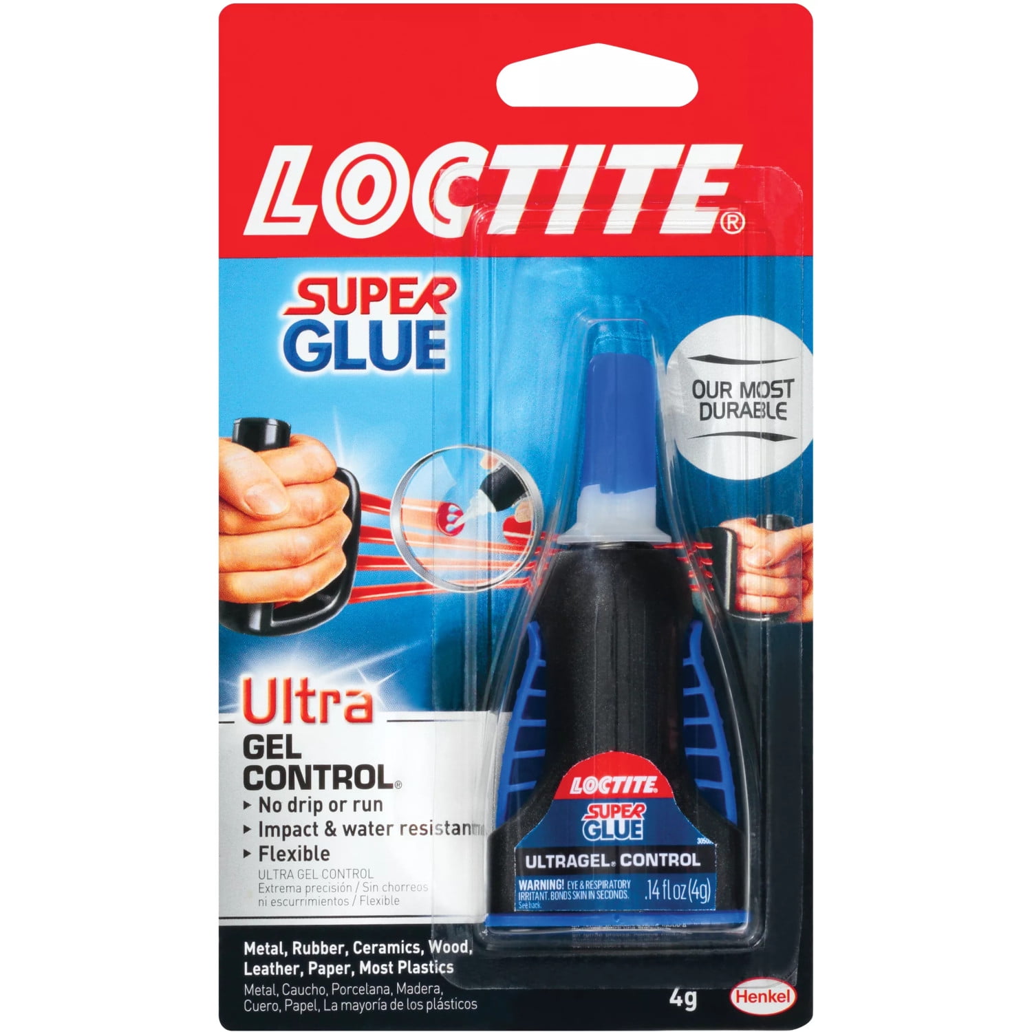 Loctite Super Glue Ultra Gel Control, Rubber Toughened Adhesive for Precision Repairs (Clear, 0.14 fl oz) igy19