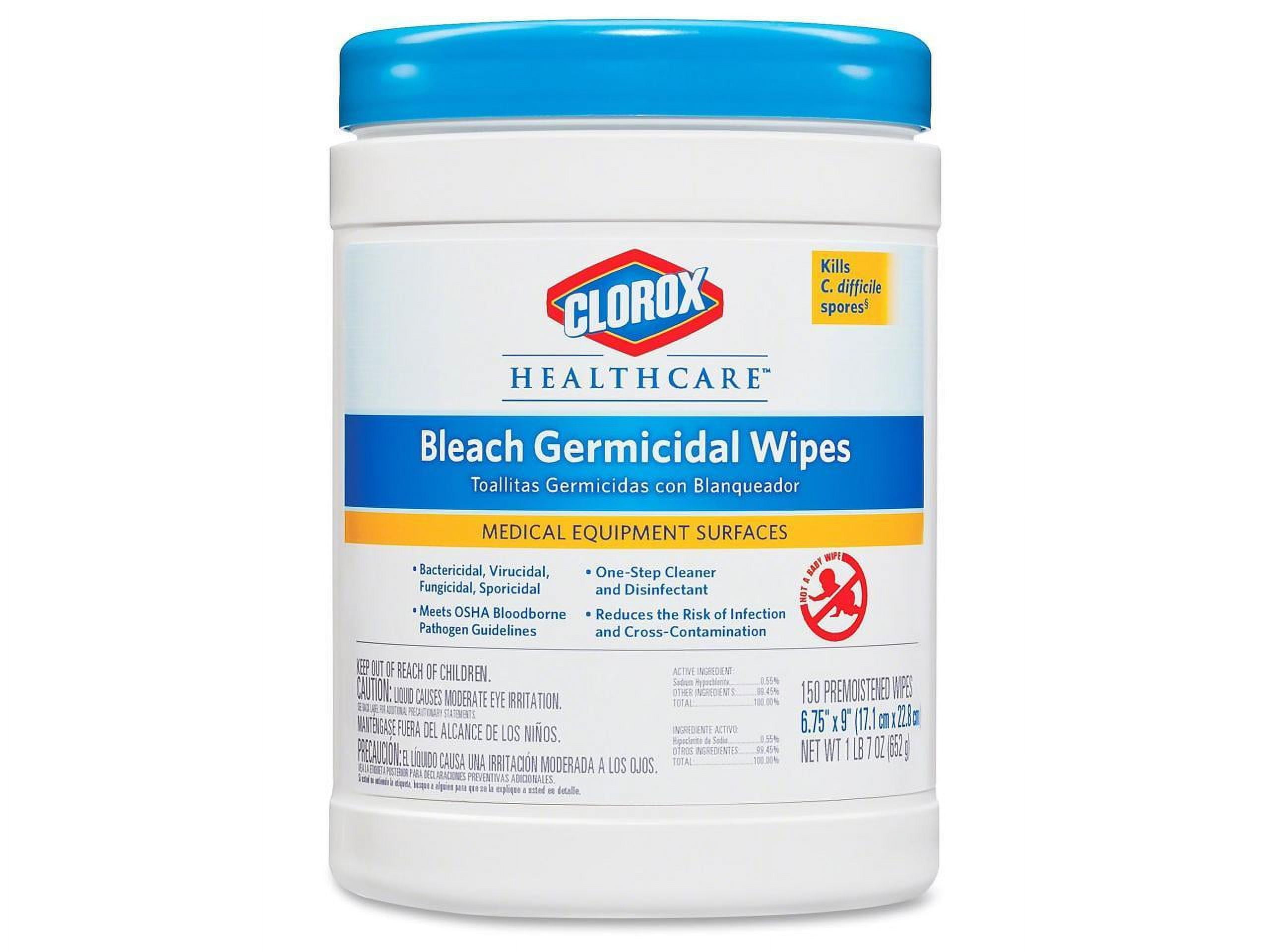 Clorox Healthcare Bleach Germicidal Wipes, EPA Registered Disinfectant (White, 150 Count) 8ri8l