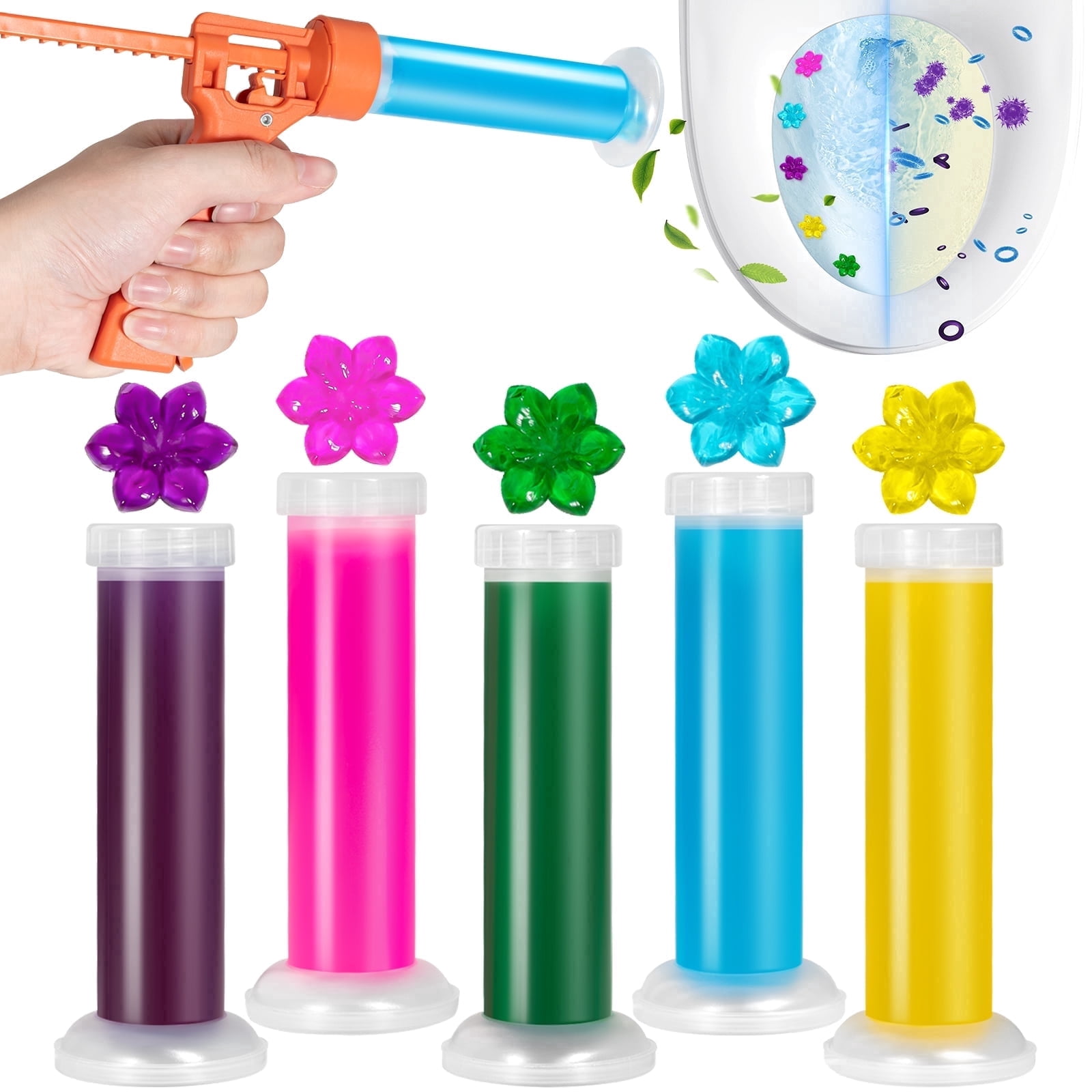 WEXLYN Toilet Bowl Cleaning Gel Stamps with Reusable Applicator (Rainshower Scent, 5 Count) z9r9s