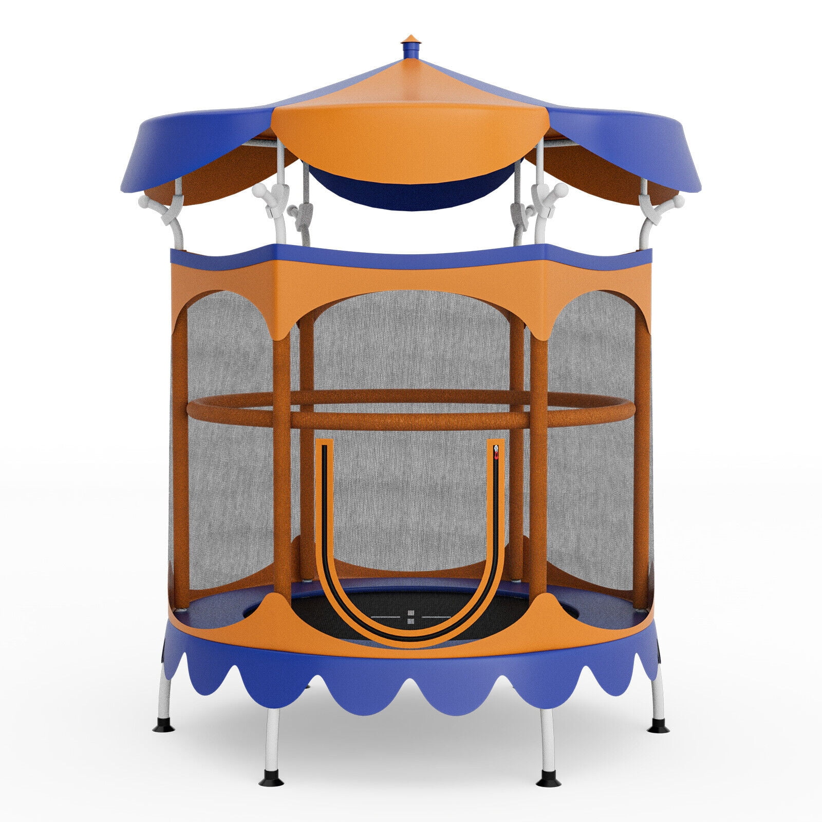 Redsmile 64 Inch Kids Trampoline with Detachable Canopy and Safety Enclosure Net (Orange, 64 in) kq0mu