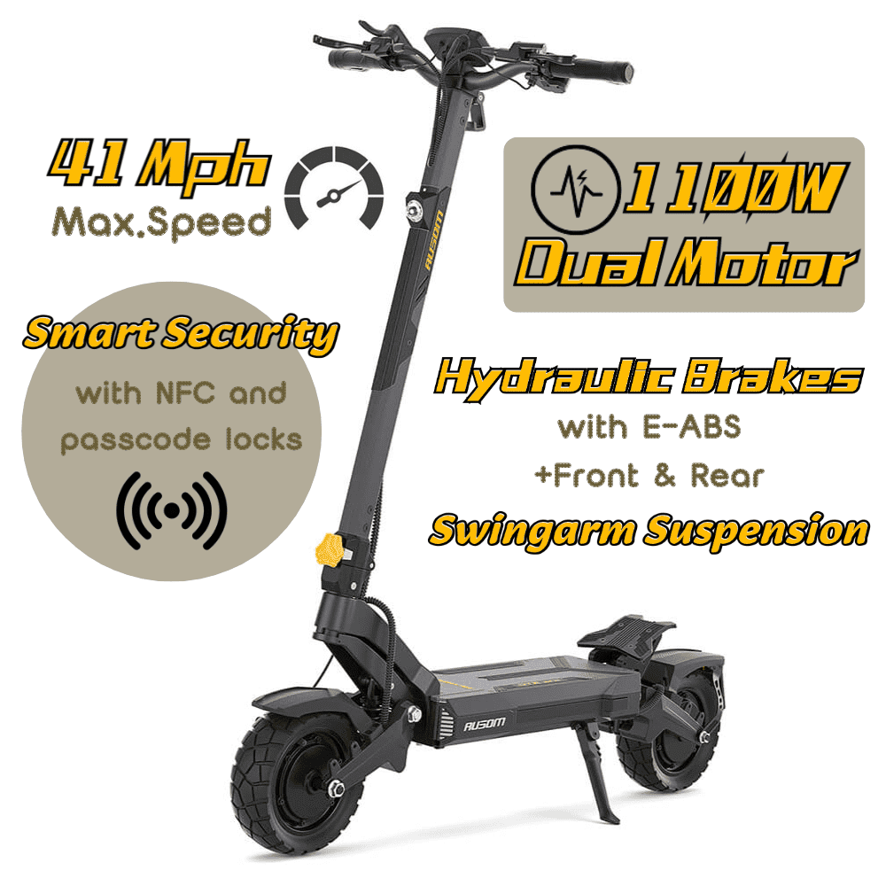 Ausom DT2 Pro Dual-Motor Electric Scooter for Adults, High-Performance Off-Road E-Scooter with Hydraulic Brakes (Yellow, 52V 23.4Ah) j7vs3