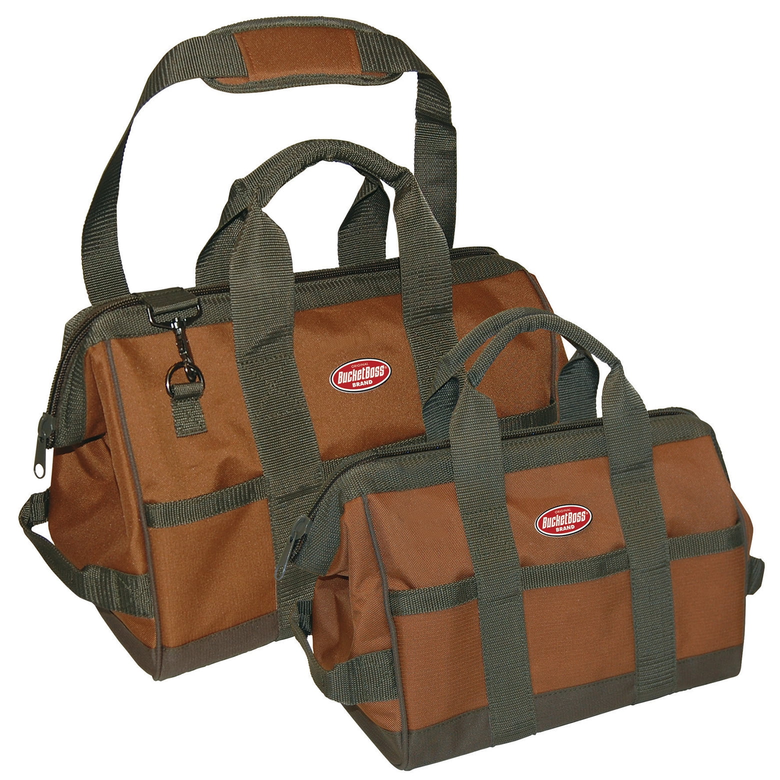 Bucket Boss Gatemouth Tool Bag Combo (Green and Brown, 12 in and 16 in 2-Piece Set) 255z7