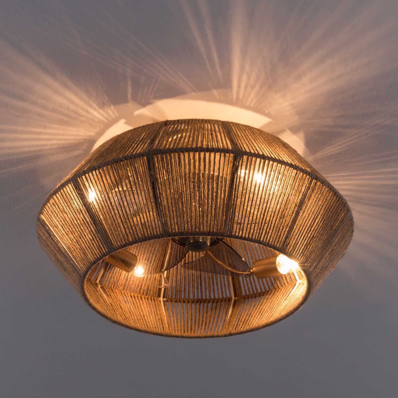 Miumaeov Boho Rattan Caged Ceiling Fan with Light and Remote Control (6 Speeds, 7.08 in Base) mrl8w