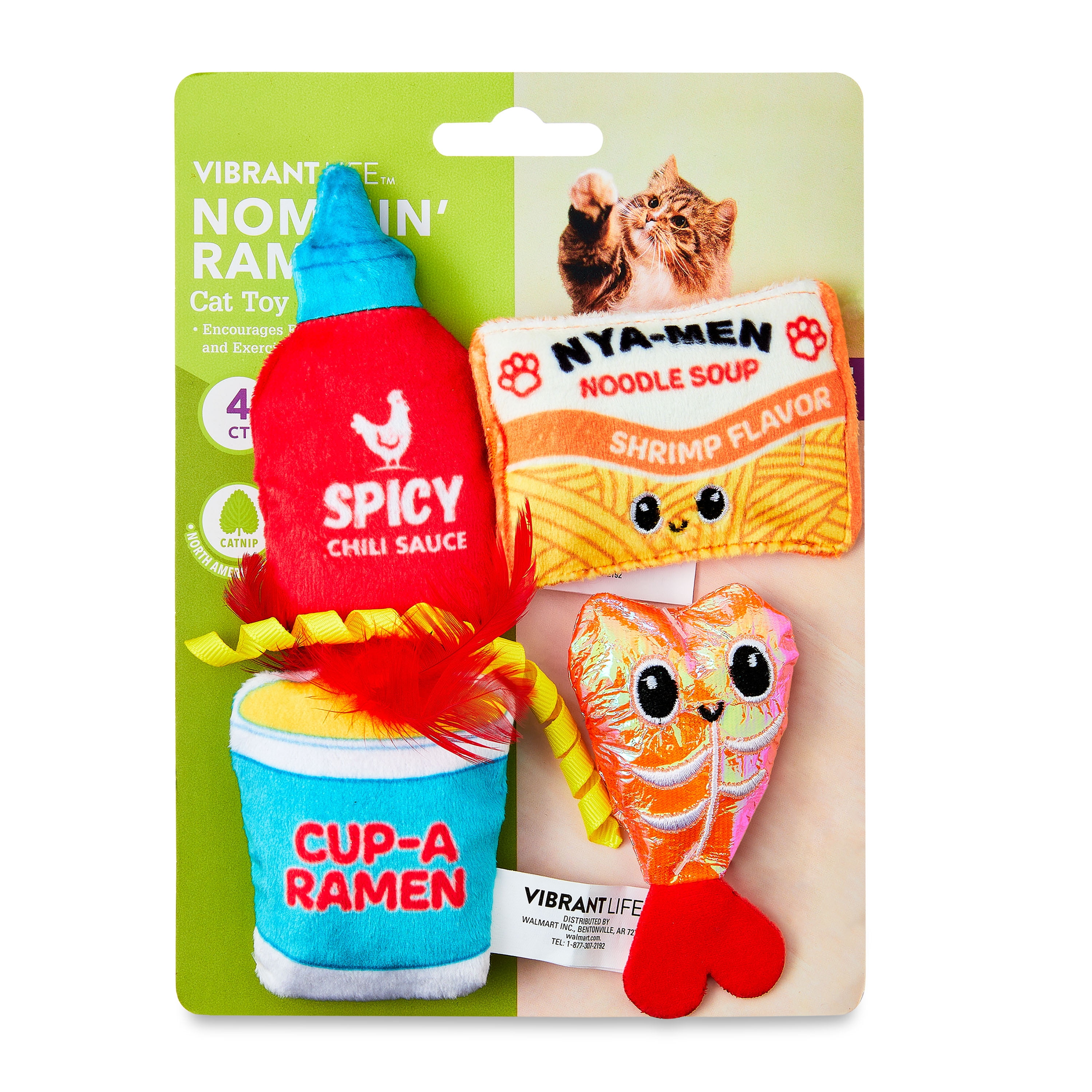 Vibrant Life Nommin' Ramen Catnip Plush Cat Toys (Multicolor, 4 Count) 6dnig
