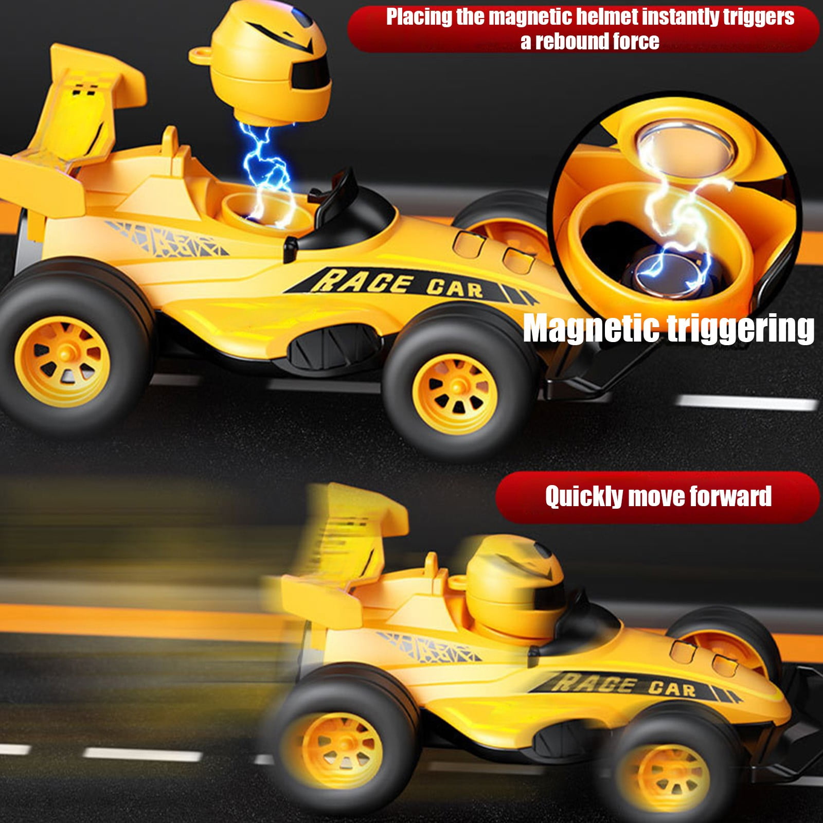 ToysYGift Pull Back Race Car Toy, Friction Powered Vehicle for Kids (Yellow, 4.33 in x 3.07 in) y8zn5