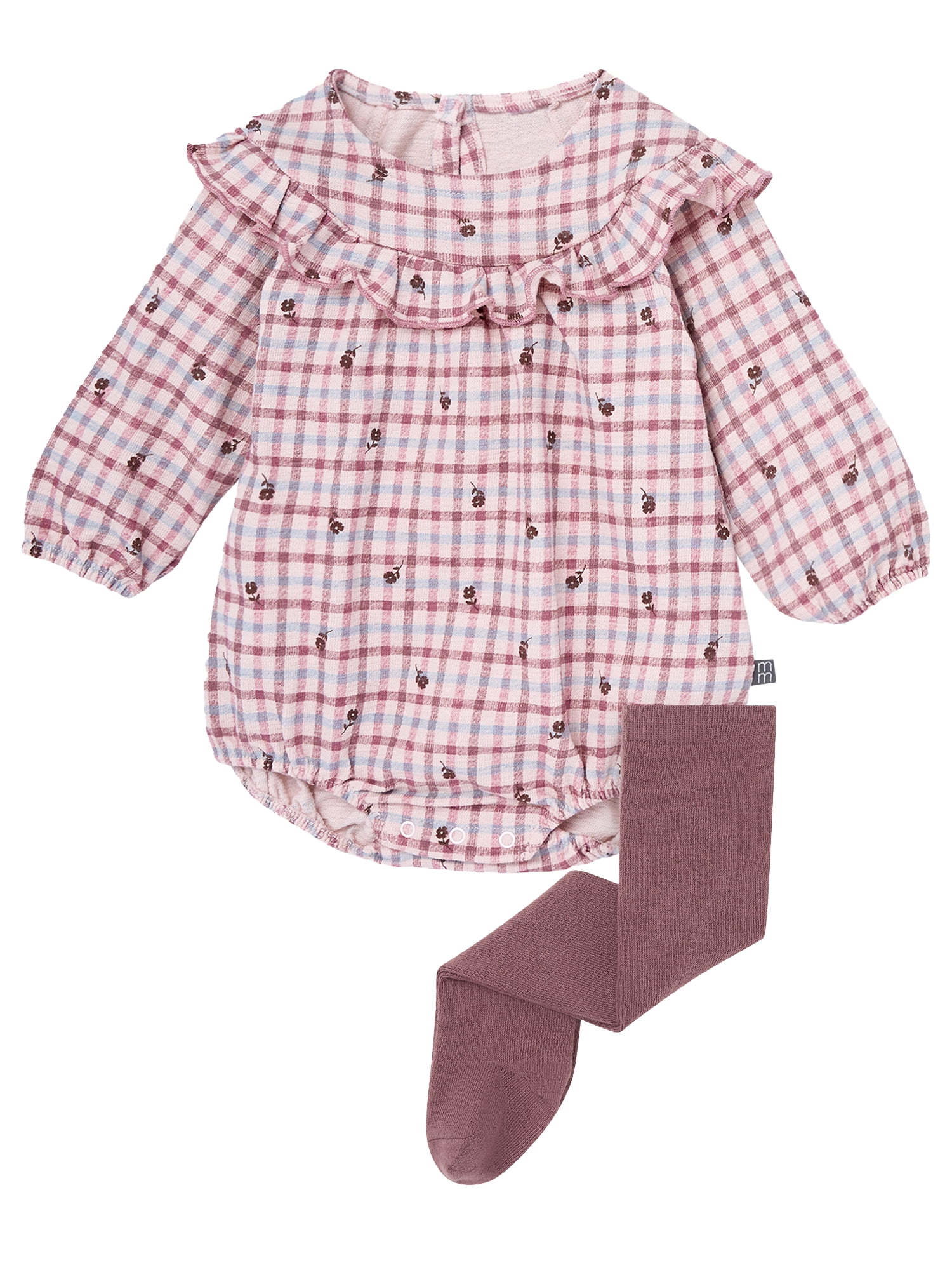 Modern Moments by Gerber Baby Girl Bubble Romper and Tights Outfit Set (Pink, 0-3 Months) z45s8