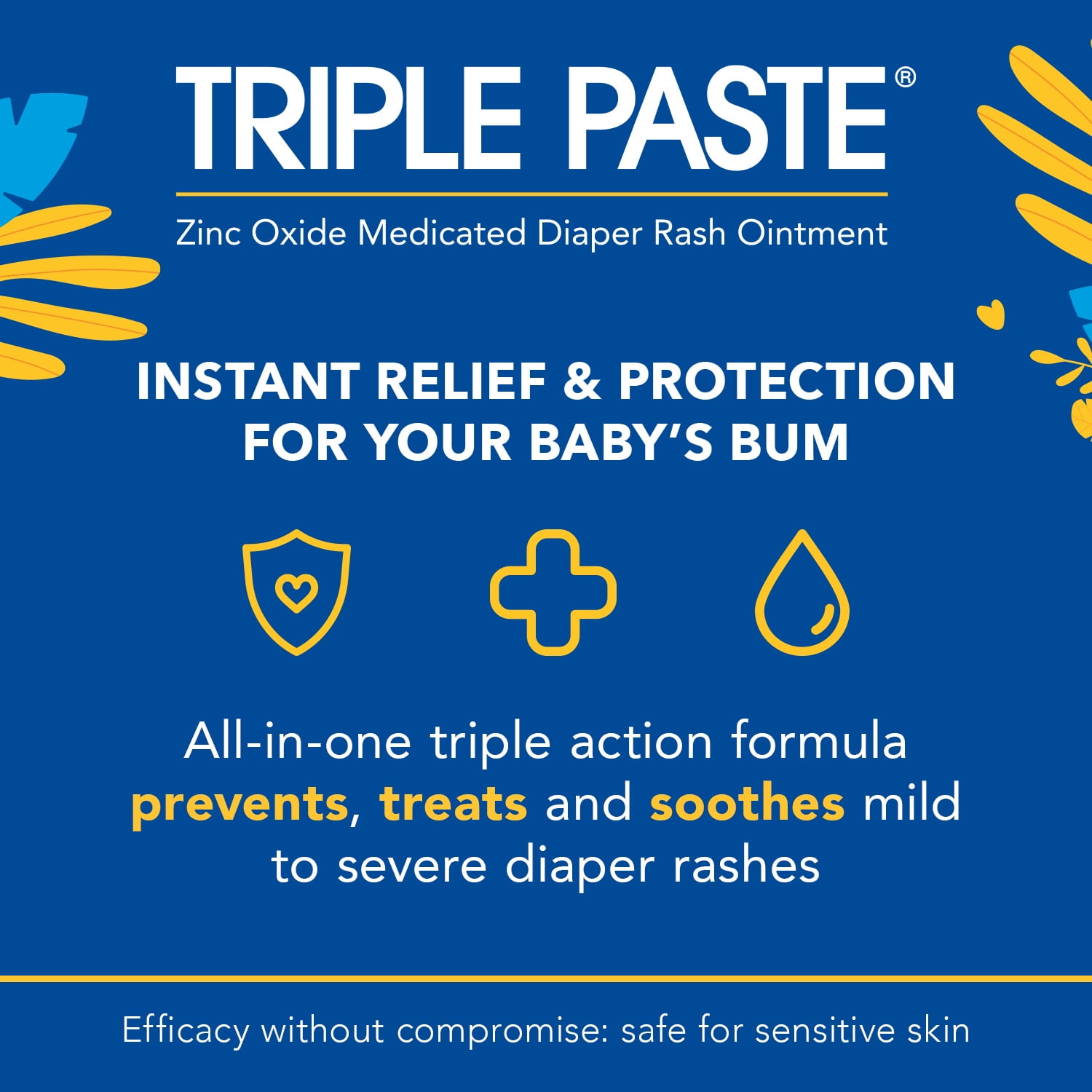 Triple Paste Diaper Rash Ointment, Hypoallergenic Medicated Cream for Sensitive Skin (2 oz) j8xha