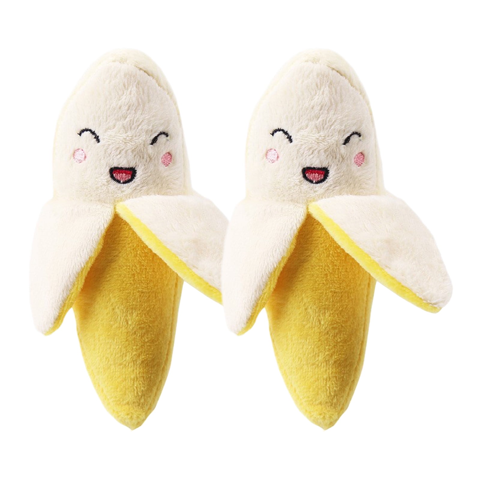 Sgeqmo Plush Banana Chew Toy for Dogs and Cats (Yellow, 2 Pack, 6.3 in) 3bggc