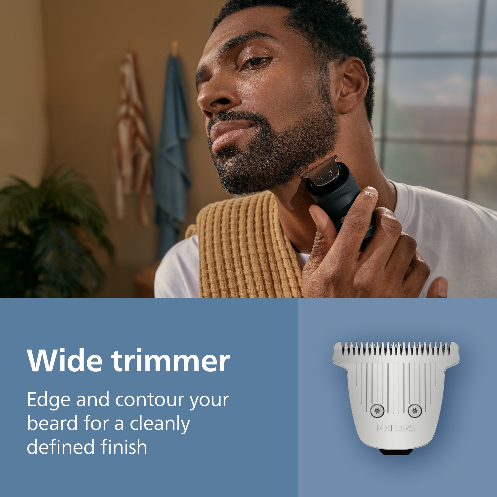 Philips Norelco Beard Trimmer 7000 Series, Waterproof Electric Grooming Kit with 40 Length Settings (Silver) szsn8