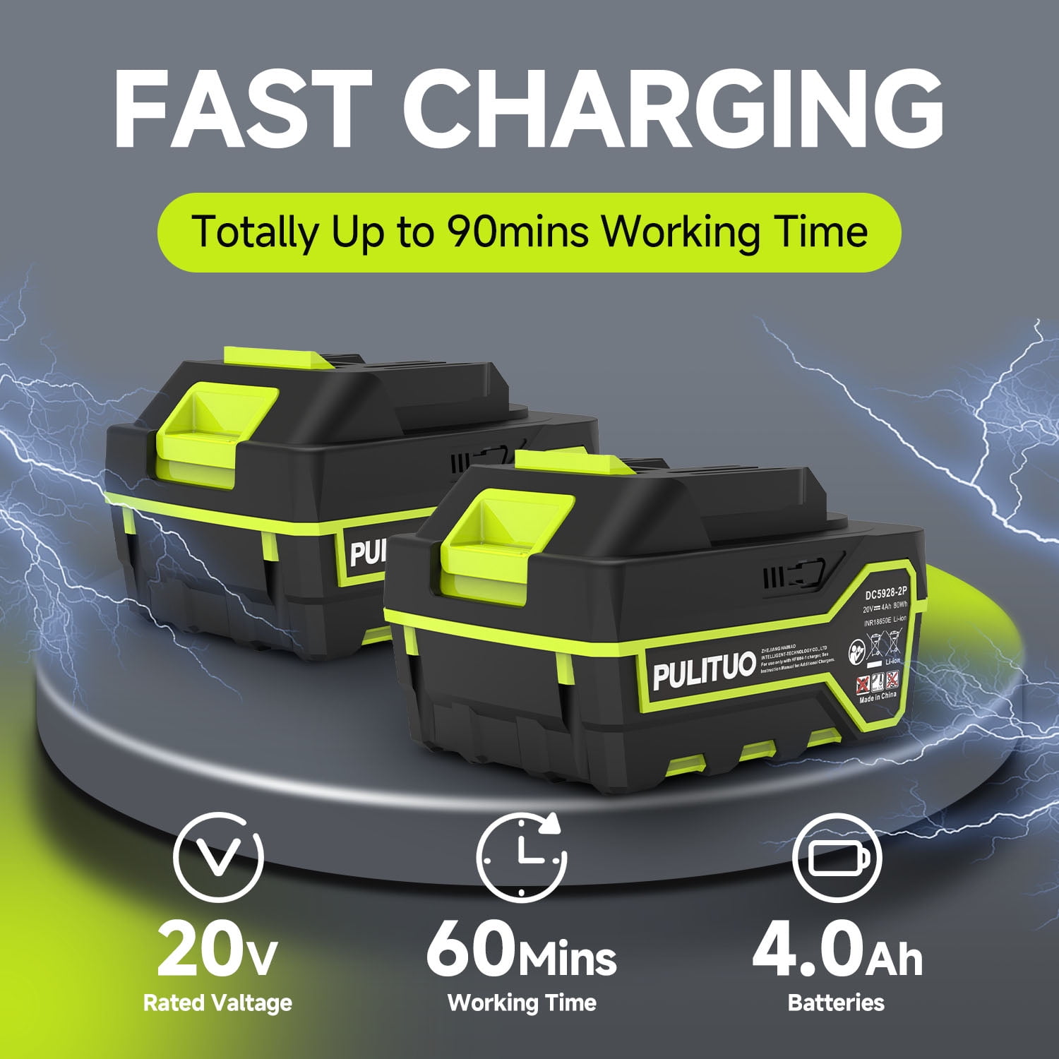 Pulituo 20V Cordless Leaf Blower, High-Velocity Electric Yard Blower with 3 Speeds, (2) 4.0Ah Batteries & Charger Included, 3.4 lb zy8wj