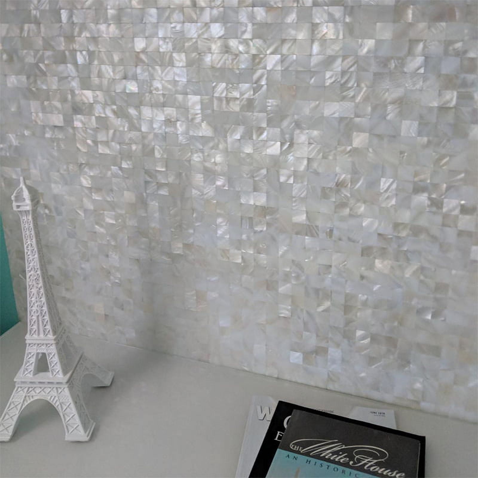Art3d Peel and Stick Mother of Pearl Mosaic Tile, Seamless Square Wall Decor (White, 12 in. x 12 in., 6-Pack) eg4gv