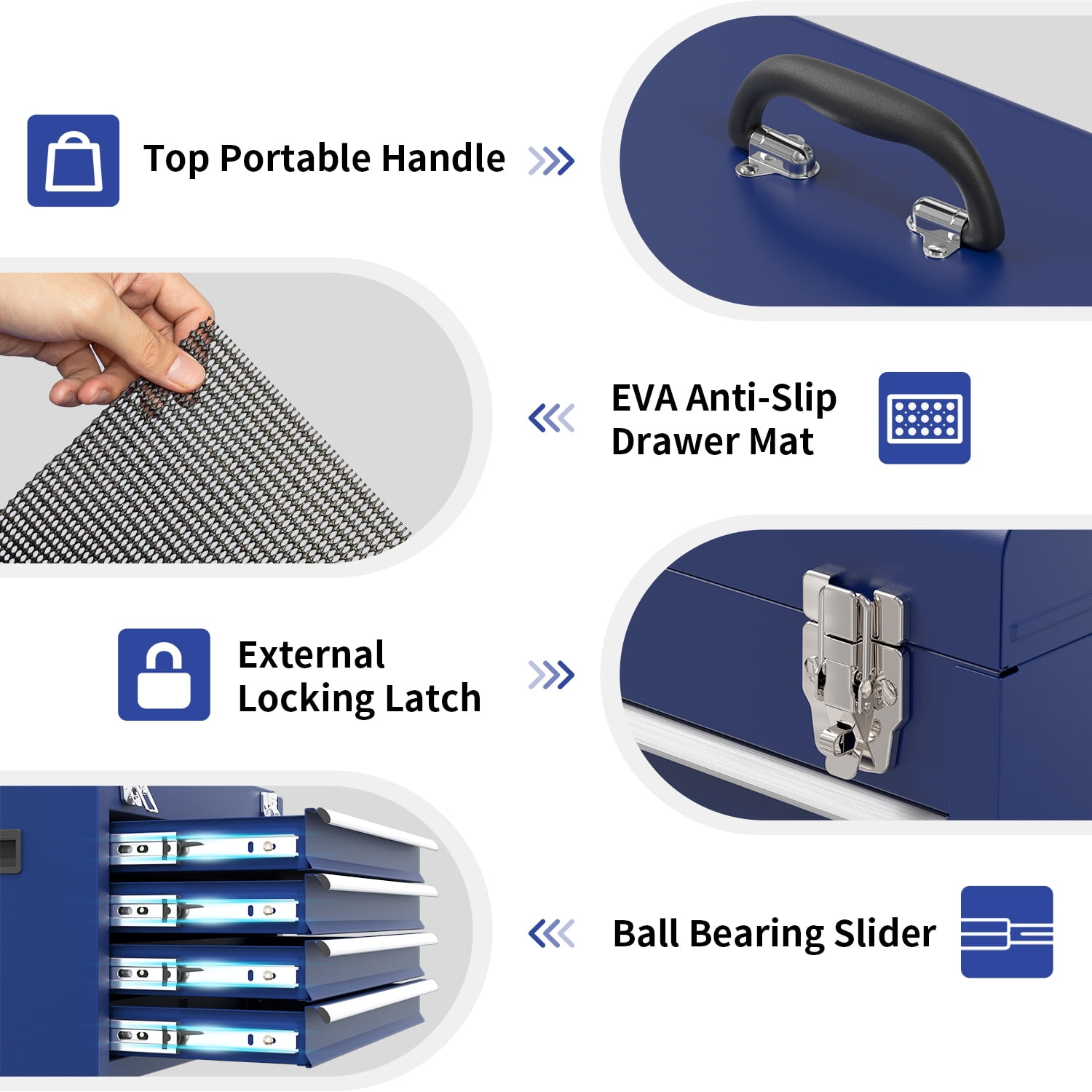 Odaof 5-Drawer Mechanic Tool Chest, Heavy-Duty Rolling Tool Cabinet with Locking System (Dark Blue, 20.67 in x 11.02 in x 41.14 in) nx7xr