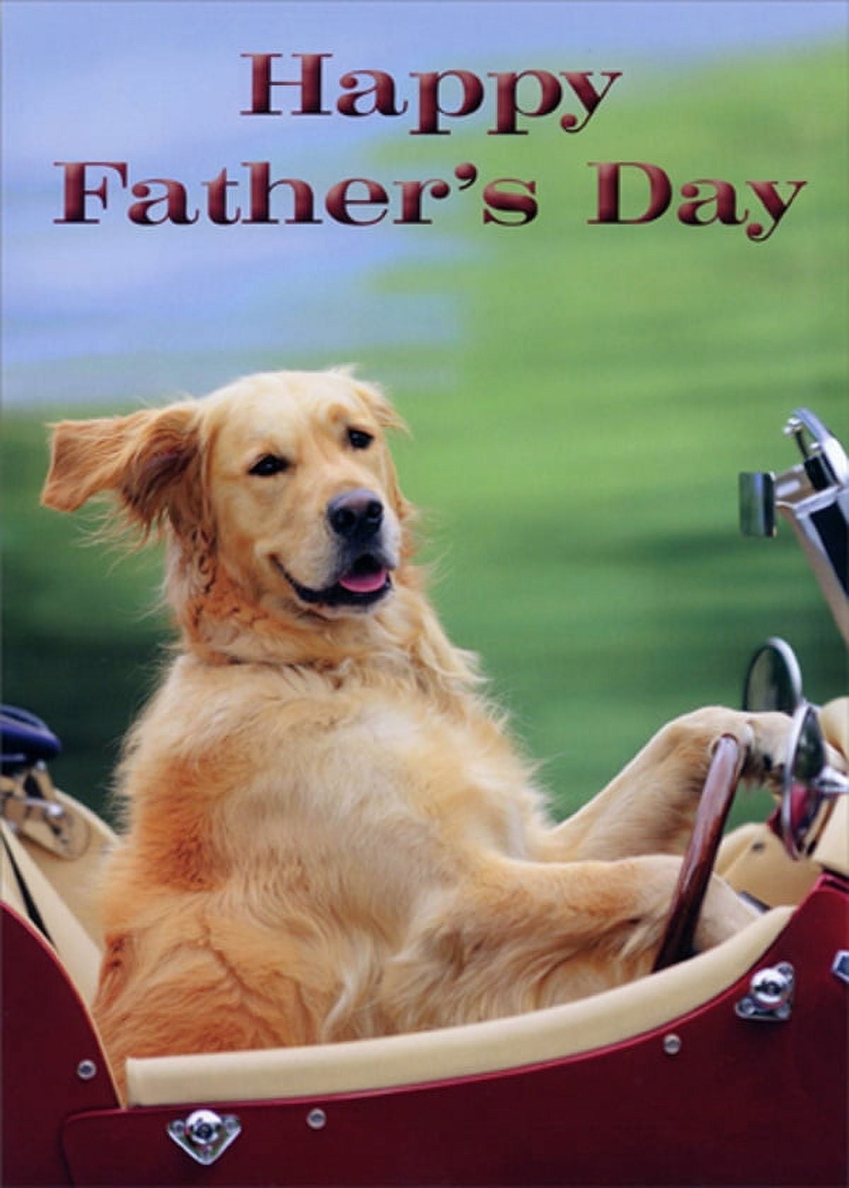 Sellers Publishing Funny Father's Day Card Dog Driving Red Car (Red, 5x7 in) 1fsgu