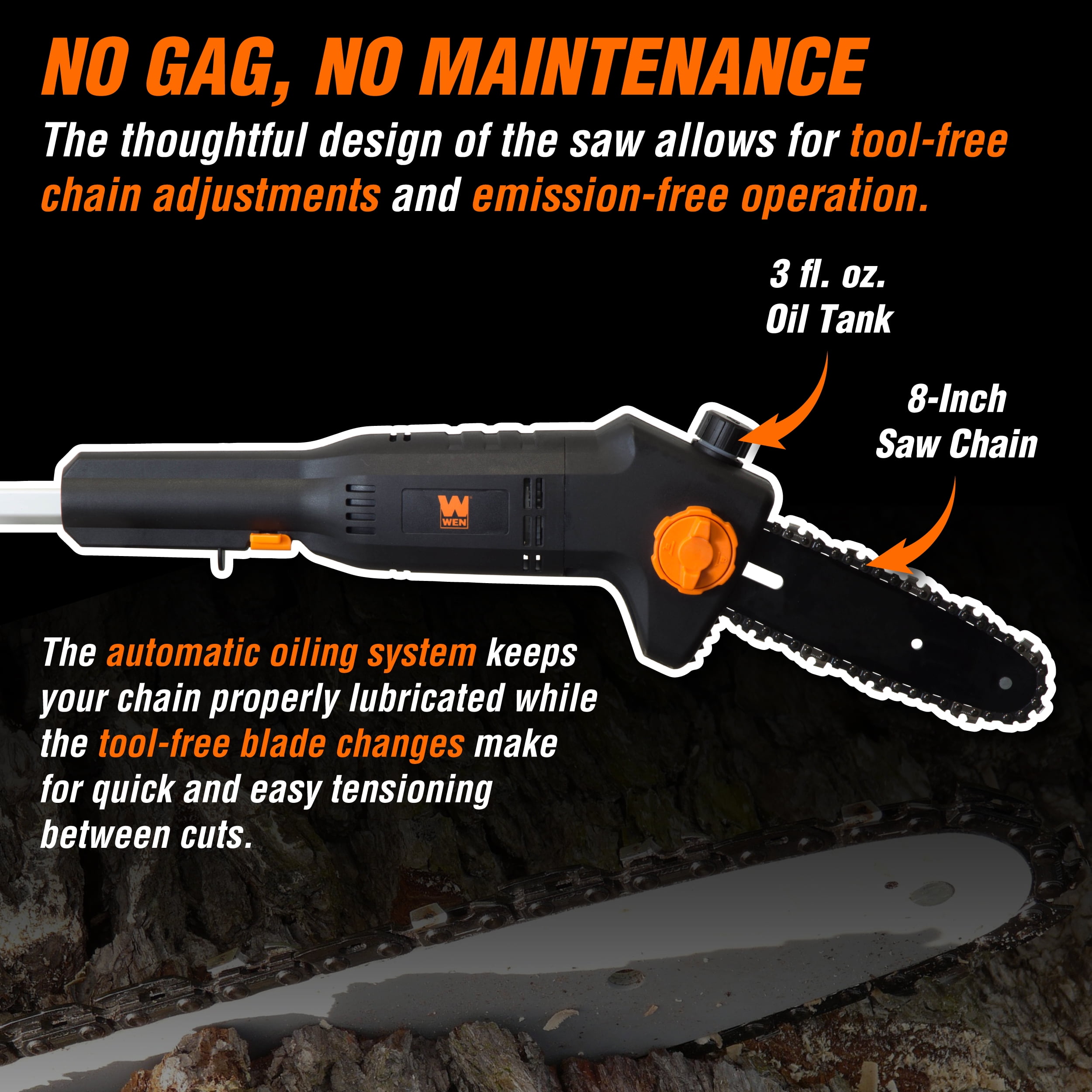 WEN 6-Amp 8-Inch Electric Pole Saw (Adjustable 5.3 ft to 7.3 ft Reach) tf8gl