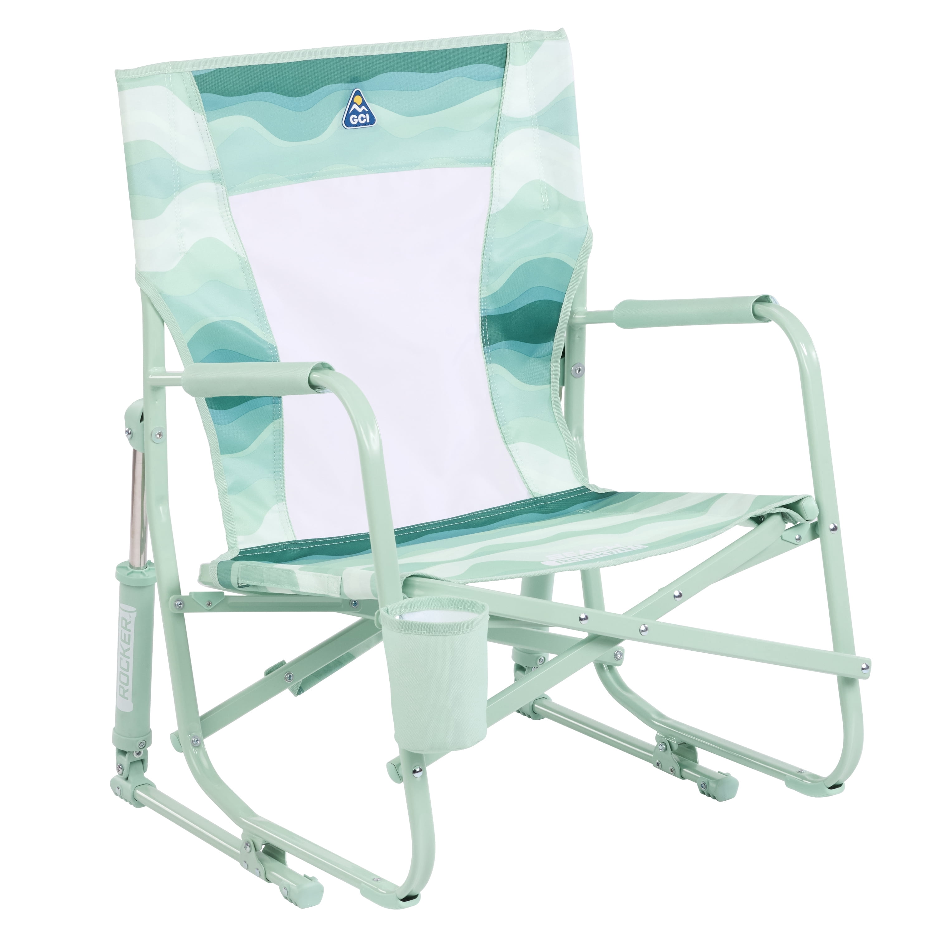 GCI Outdoor Beach Rocker Low Profile Foldable Rocking Chair (Wave Green, 14.8 in Seat Height) atok5