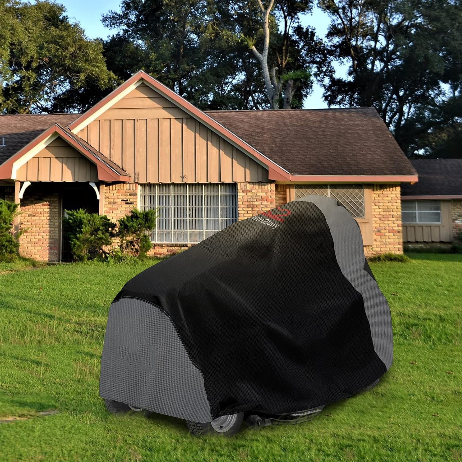 HOMEYA Riding Lawn Mower Cover, Heavy-Duty 600D Waterproof Tractor Protection with Drawstring (Black, 72 in x 54 in x 46 in) sl03o