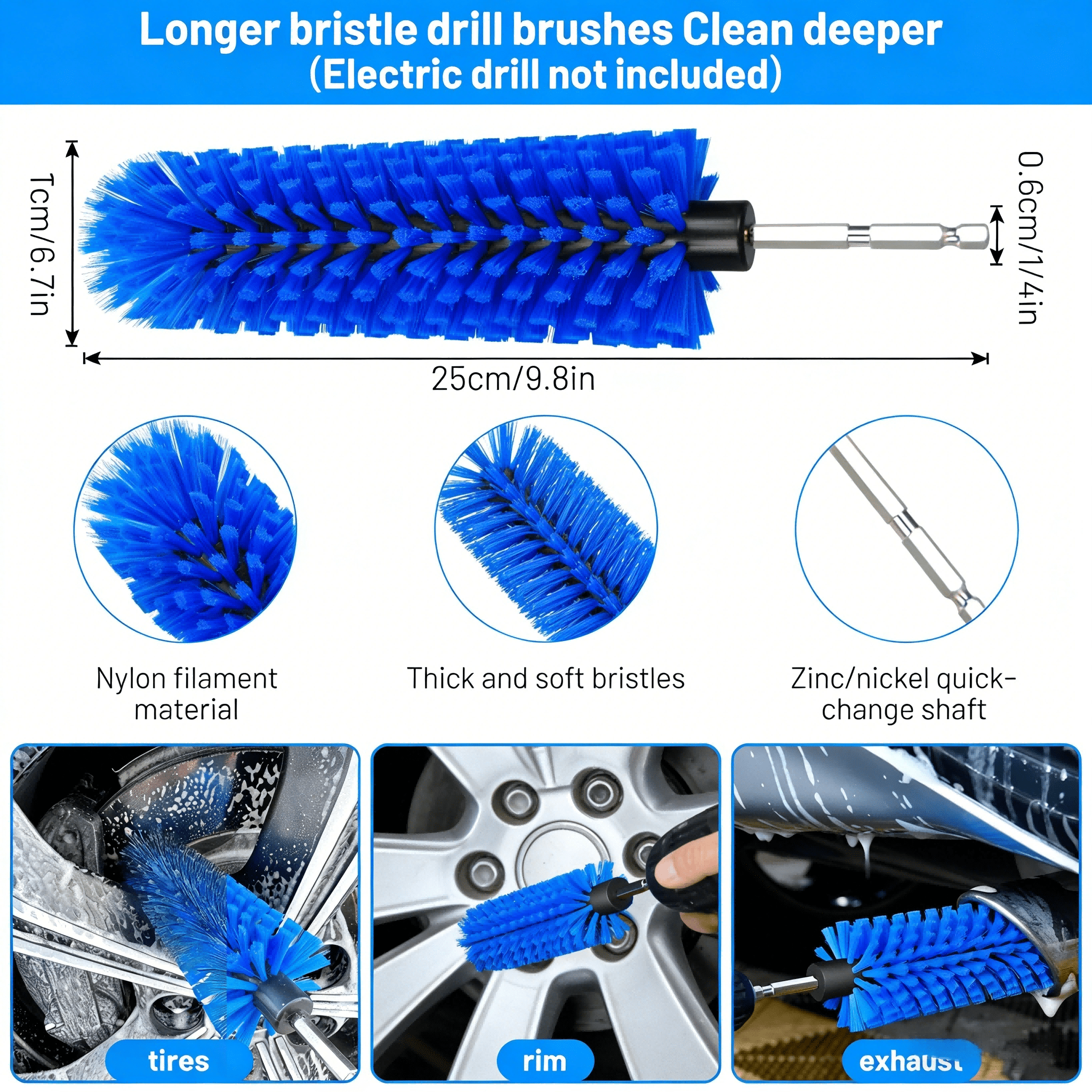 STORGENER 30-Piece Car Detailing Kit, Professional Auto Cleaning Brush Set for Interior and Exterior (Blue, 30-Piece Set) 8t3og