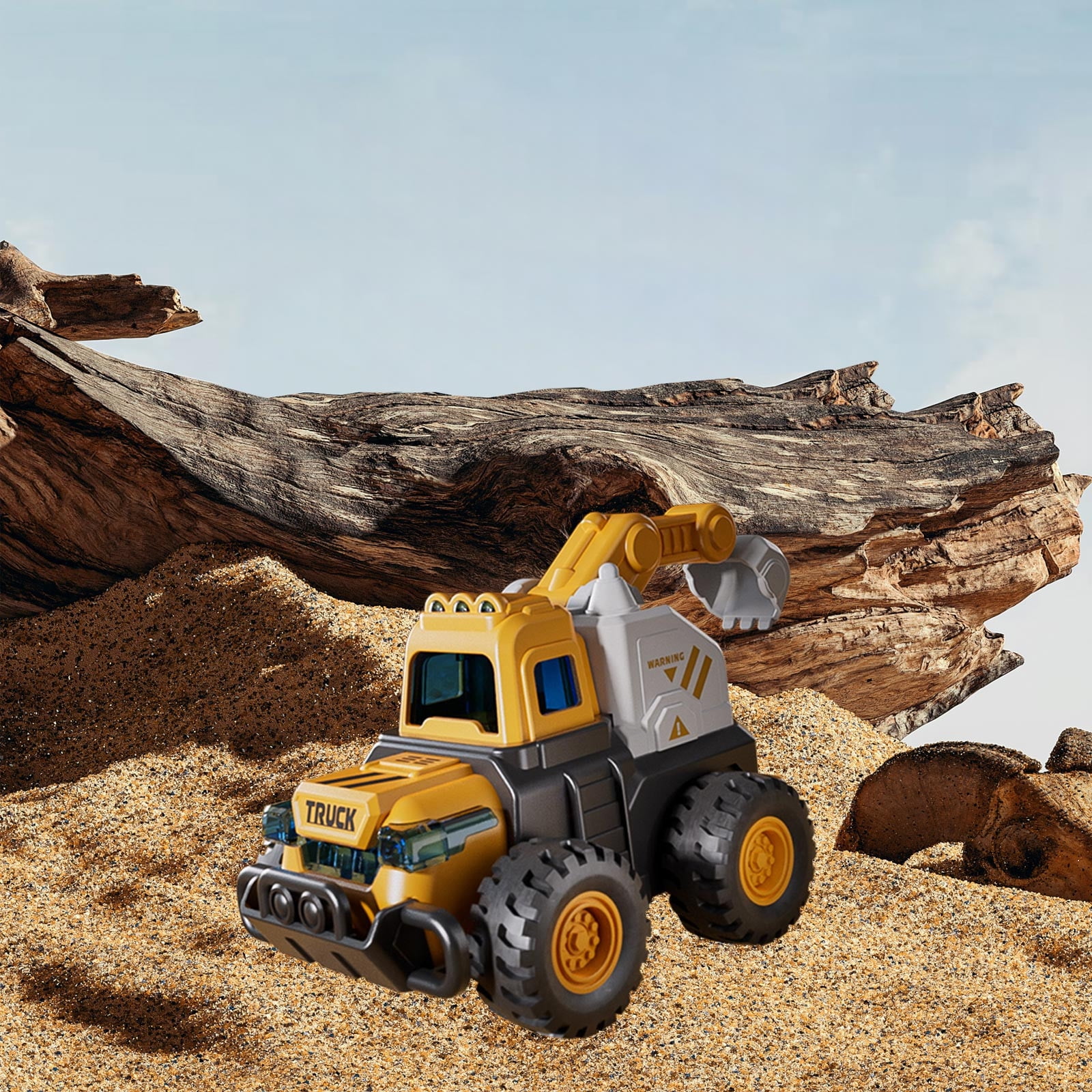 QTOCIO Inertia Excavator Toy Engineering Vehicle Simulation Press-and-Go Construction Truck (Yellow, 6 in) lifz9