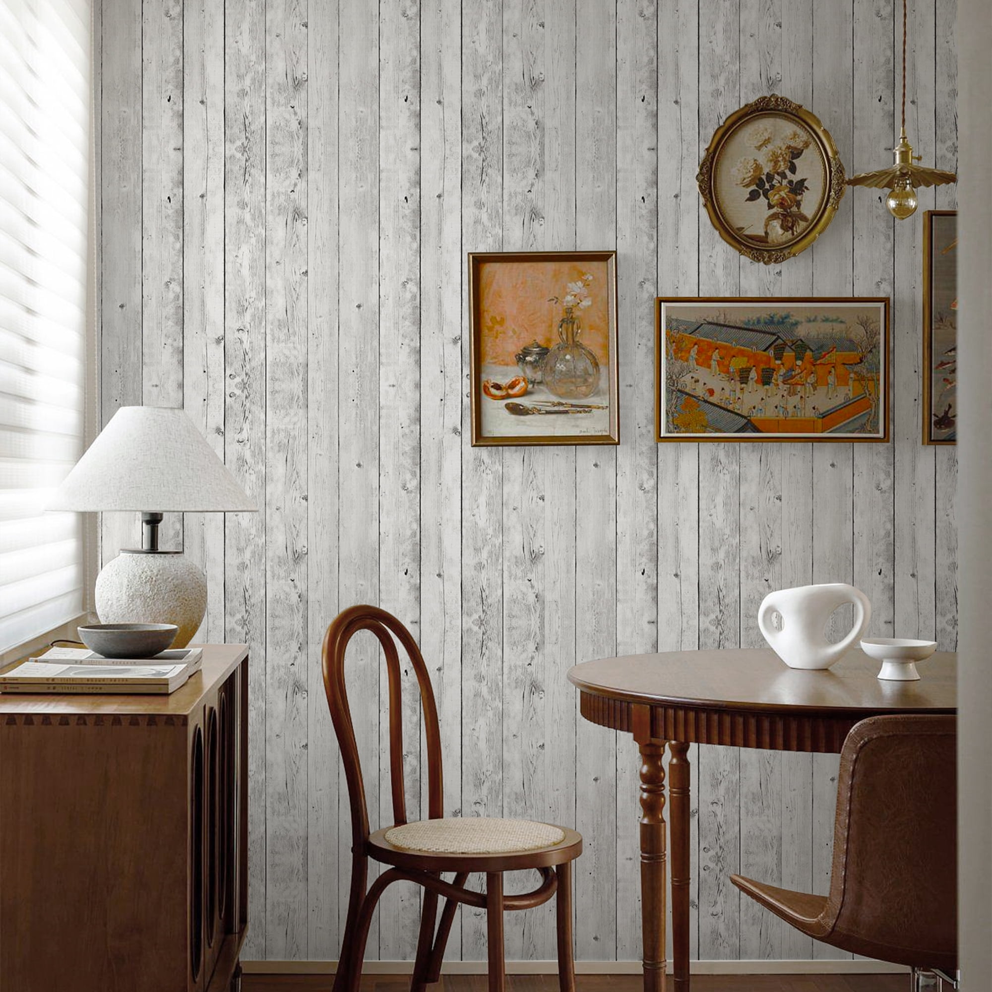 UMIGGEE Peel and Stick Wood Wallpaper, Self-Adhesive Removable Contact Paper for Furniture and Wall Decor (White, 17.7 in x 236 in) ese2f