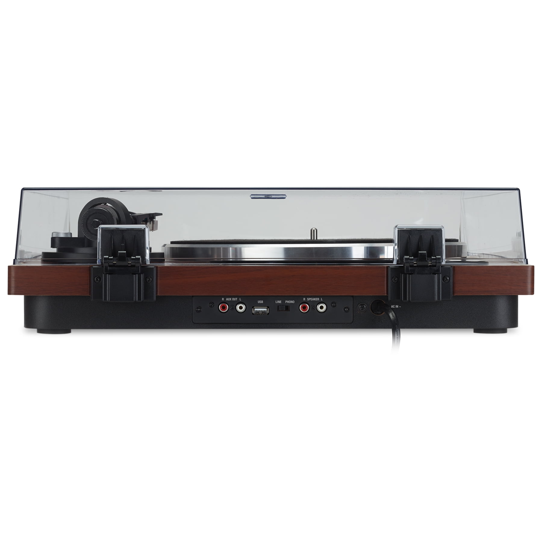 iLive 3-Speed Bluetooth Turntable System with Wired Stereo Speakers (Dark Walnut, 18 x 15.21 x 5 in) hh14g