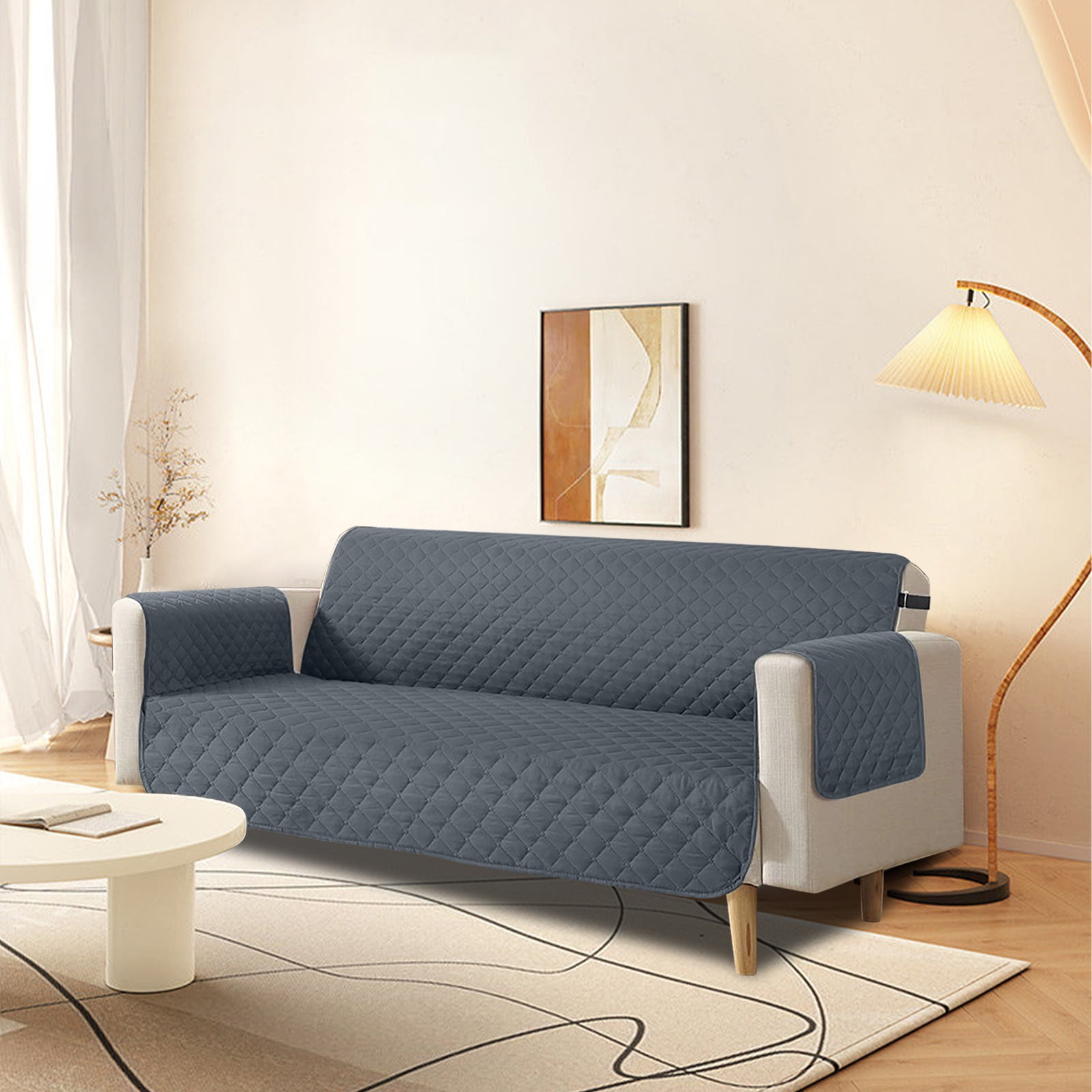 SANMADROLA Waterproof Sofa Slipcover, Non-Slip Furniture Protector for Pets and Kids (Dark Gray, Sofa Size) 6bjzj
