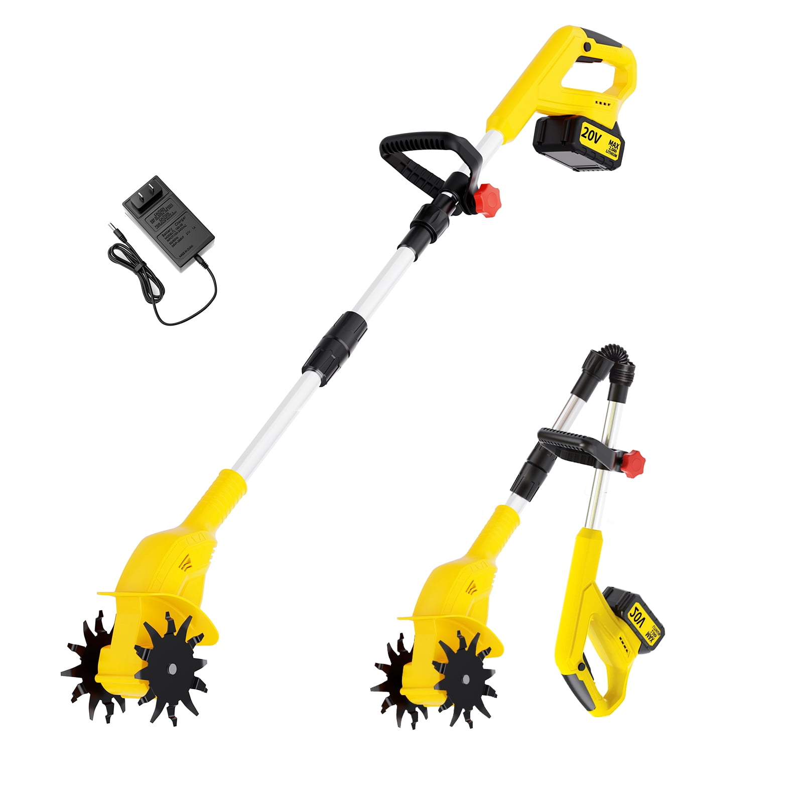 KITESDER 20V Cordless Electric Tiller, 10-inch Garden Cultivator, Lightweight Soil Tilling Tool (4.0Ah Battery & Fast Charger) 01n8c