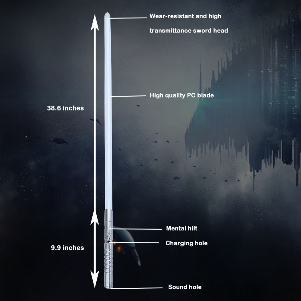 KYBERS RGB Lightsaber for Adults, Metal Hilt Force FX Saber with Smooth Swing Sound (Silver, 36 in) q00iw