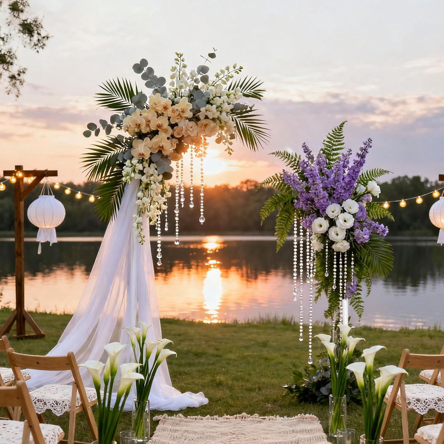 Chamvis Balloon Arch Stand Kit, Adjustable Wedding Backdrop Frame for Parties (White, 8.2 ft & 5 ft) 4j9bi