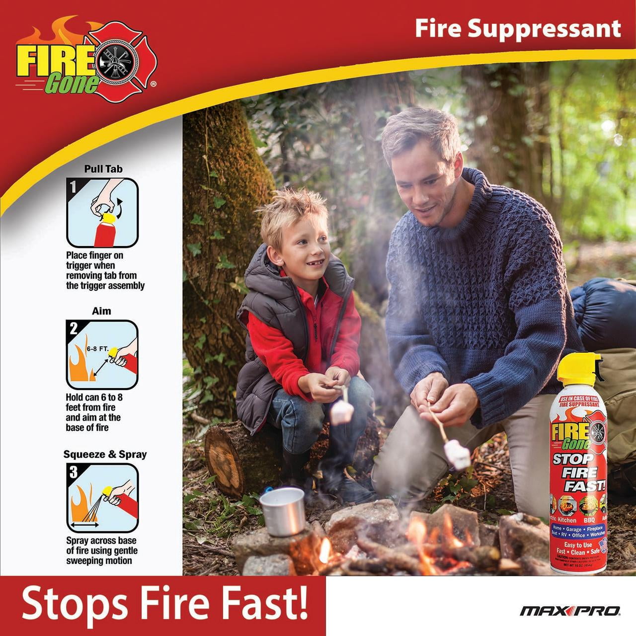 Fire Gone Fire Extinguishing Spray for Kitchen and Household Safety (16 oz) 443sd