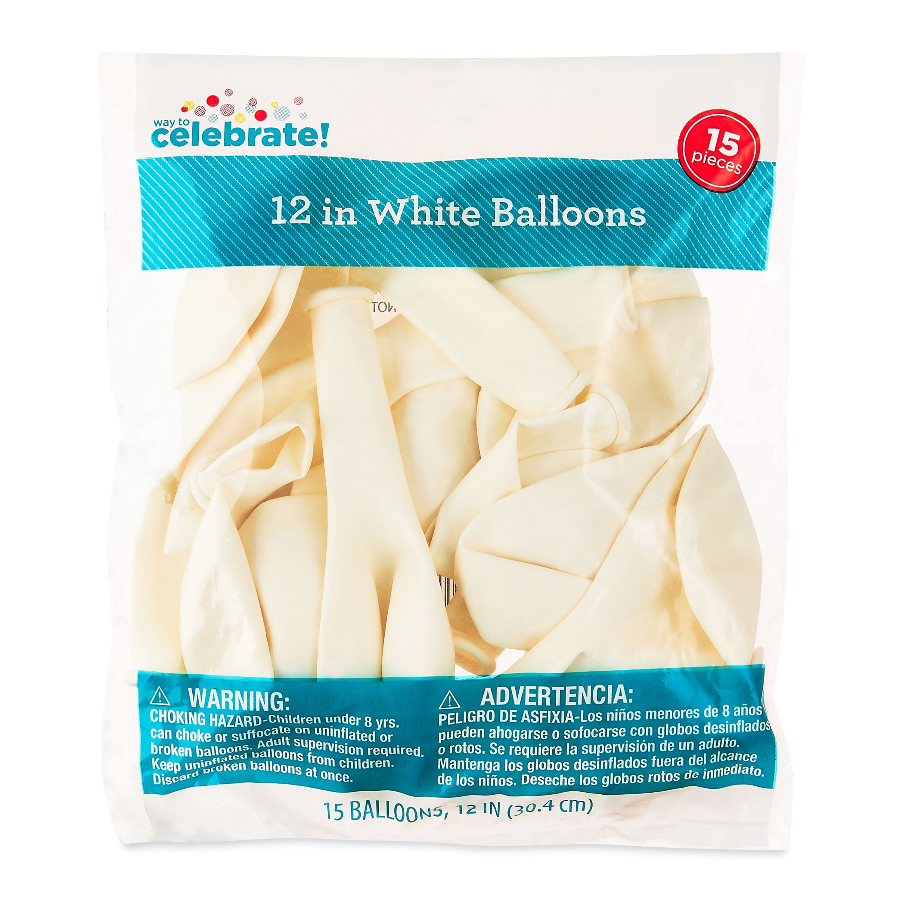 Way To Celebrate Latex Party Balloons (White, 15 Pieces, 12 in) gbutu