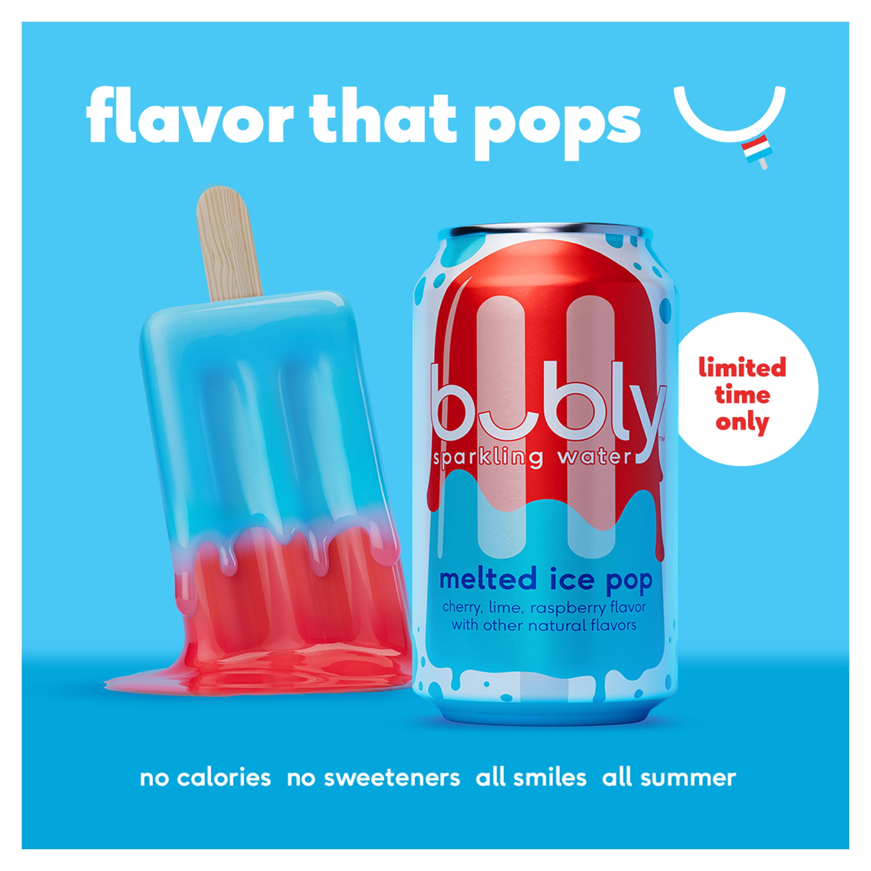 bubly Sparkling Water, Melted Ice Pop Flavor, Zero Calorie Refreshment (8 Pack, 12 fl oz) ju7jf