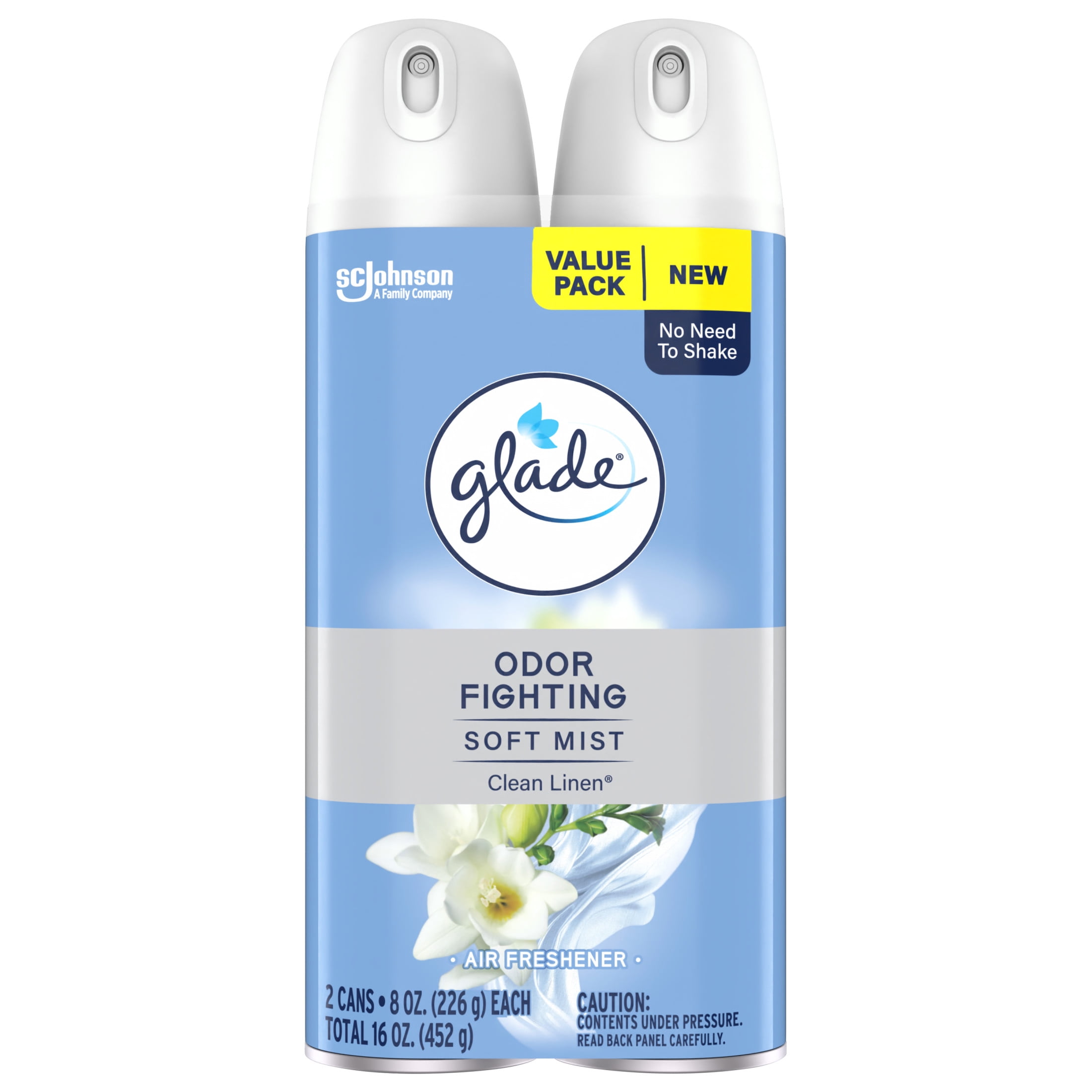 Glade Air Freshener Spray, Clean Linen Scent, Long-Lasting Odor Neutralizer (8 oz, 2 Pack) ohgqv