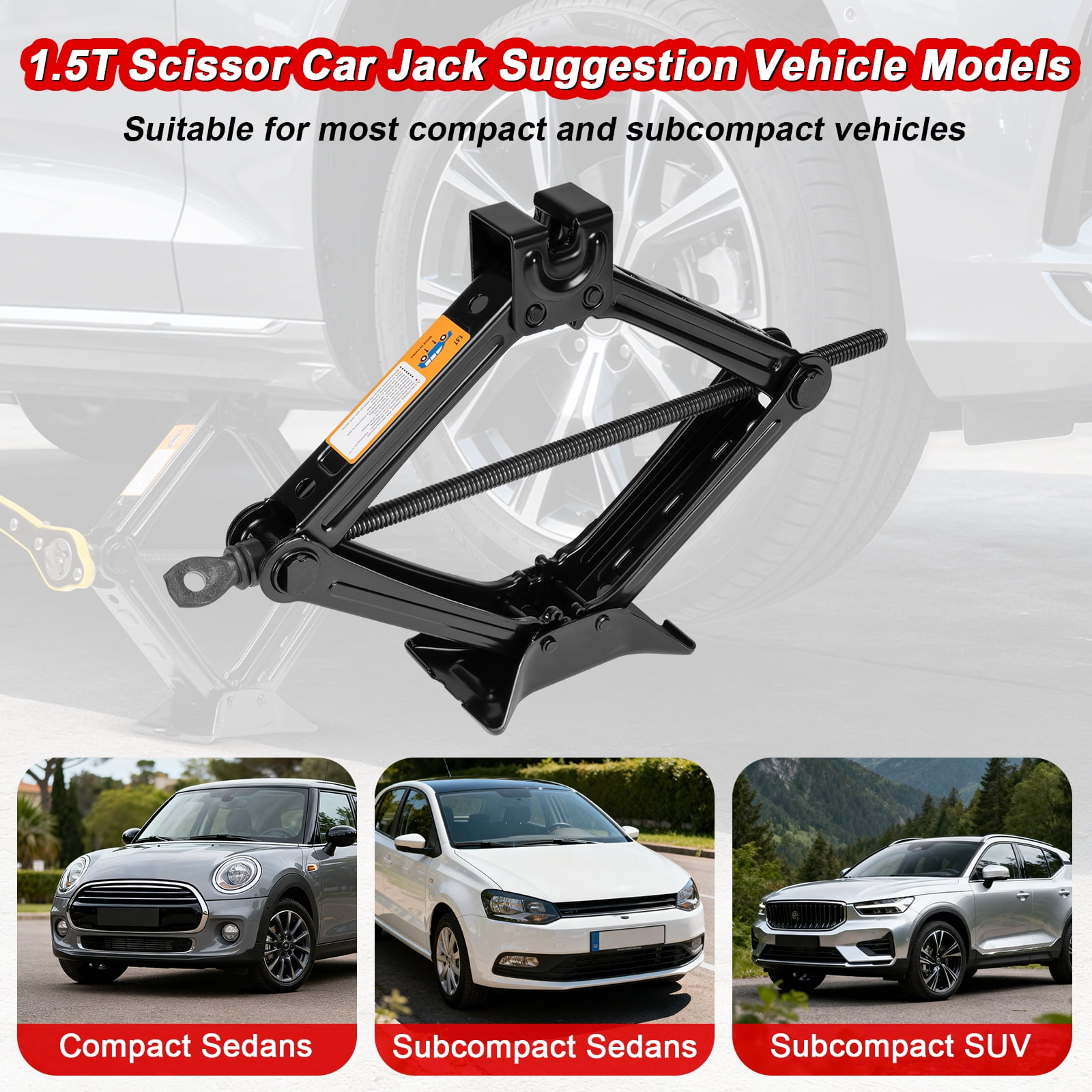 Lafati Scissor Jack Kit for Vehicle Tire Changes (3306 lb Capacity, 3.9 in to 13 in Lift Range) gq9uw
