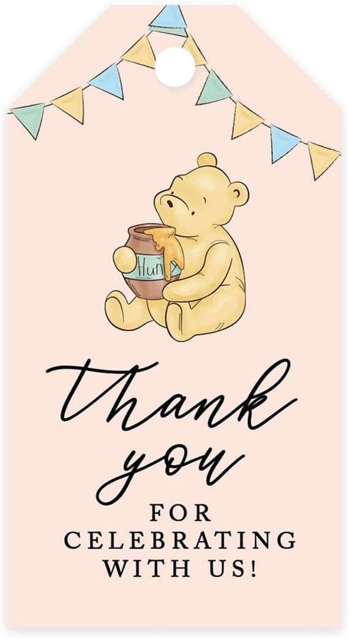 Koyal Wholesale Winnie The Pooh Baby Shower Thank You Tags (Pink, 20 Pack, 2 in x 3.75 in) n8s69