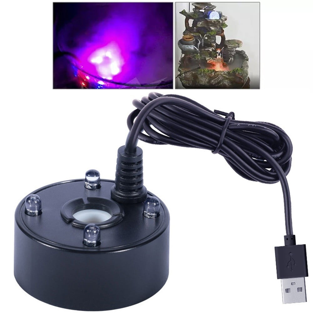 Homenana Ultrasonic Mist Maker with 4 LED Lights, Portable Fogger for Indoor Fountains and Reptile Habitats (Black, 1.85 in x 1.85 in x 0.98 in) i14i2