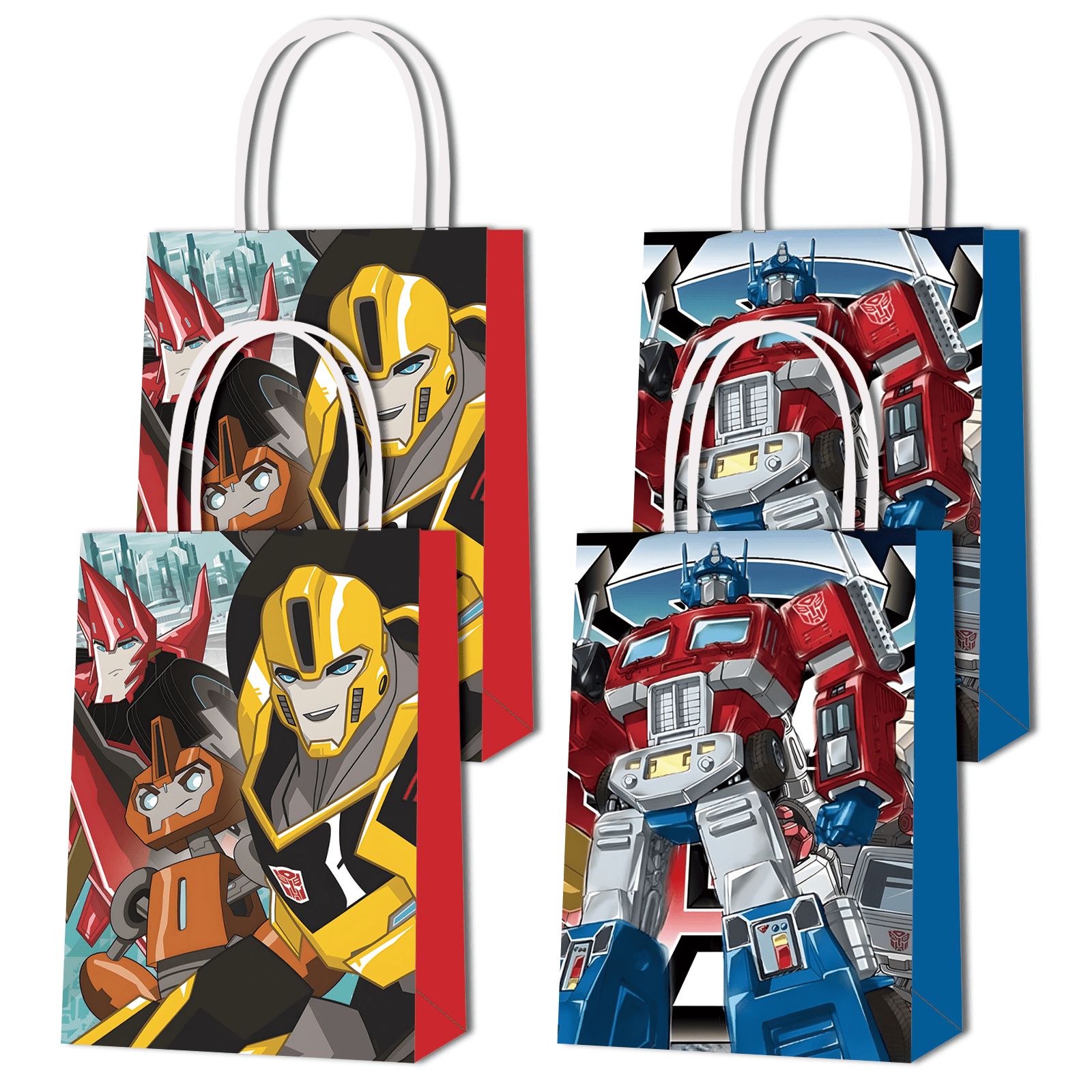 JQTVUYQIG Transformers Party Gift Bags with Handles, Cartoon Robot Theme Party Supplies (16 Pack, 8.26 in x 5.9 in x 3.14 in) mm1x1