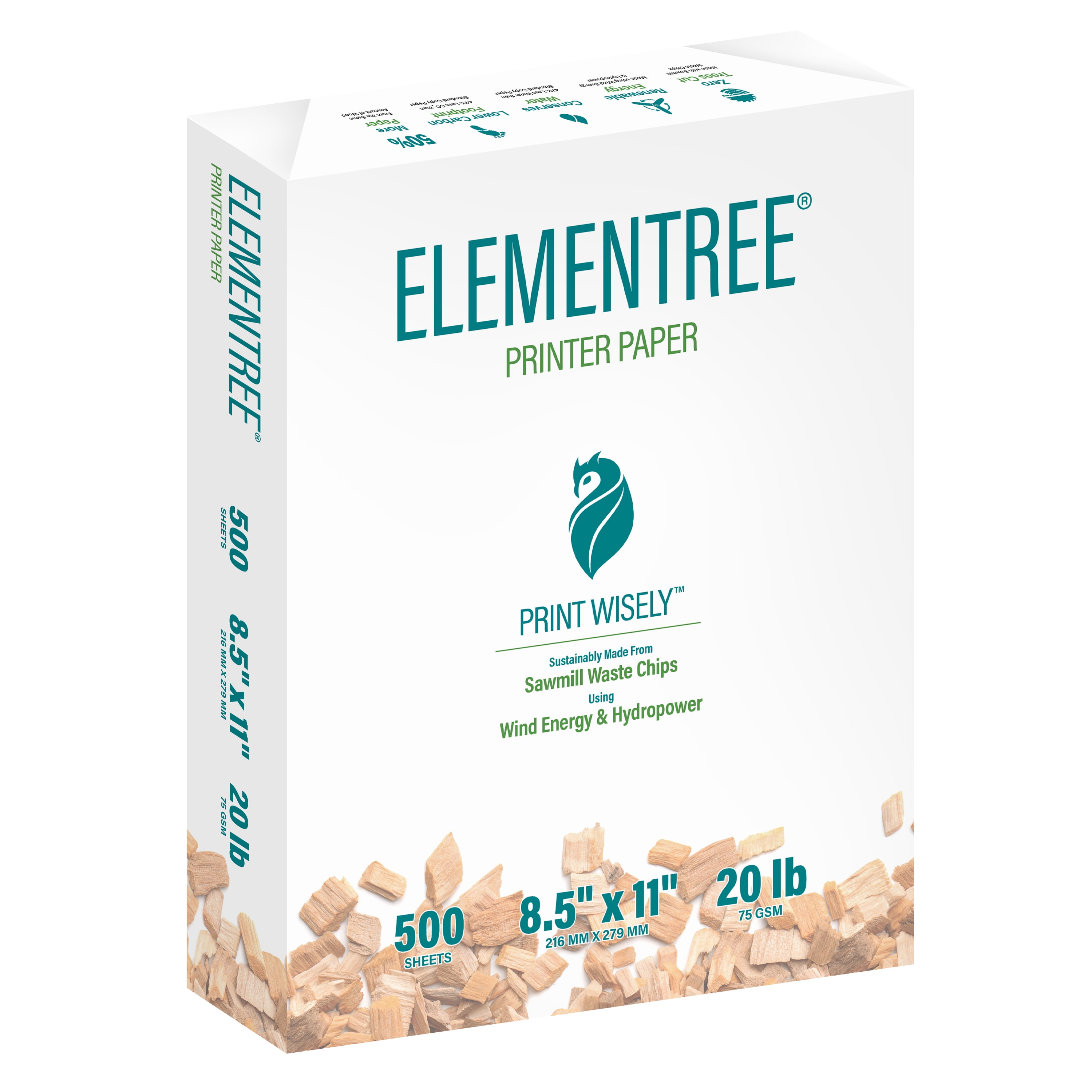Elementree Sustainable Multipurpose Printer Paper, Eco-Friendly Smooth Finish (White, 8.5 x 11 in, 4000 Sheets) 3z9nn