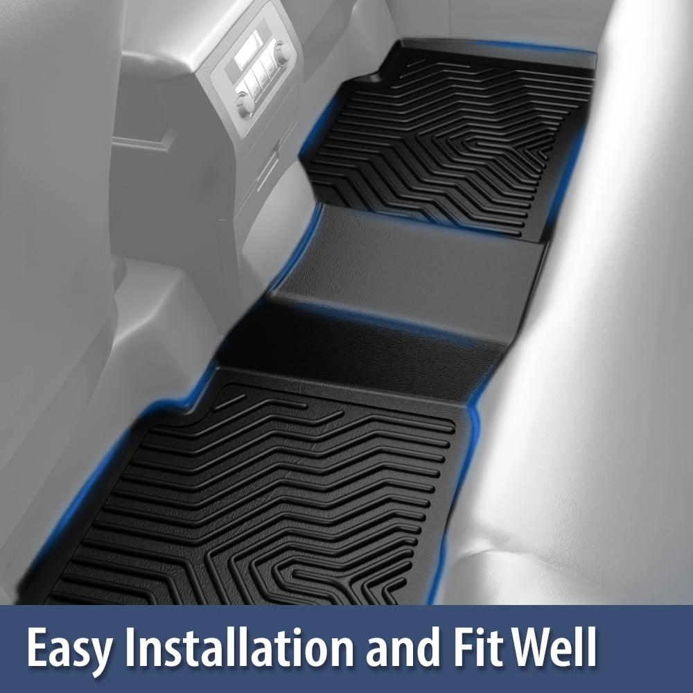 PIT66 All-Weather TPE Floor Mats Set for Dodge Ram 1500 2500 3500 Quad Cab (Black, 1 Set) e23wa