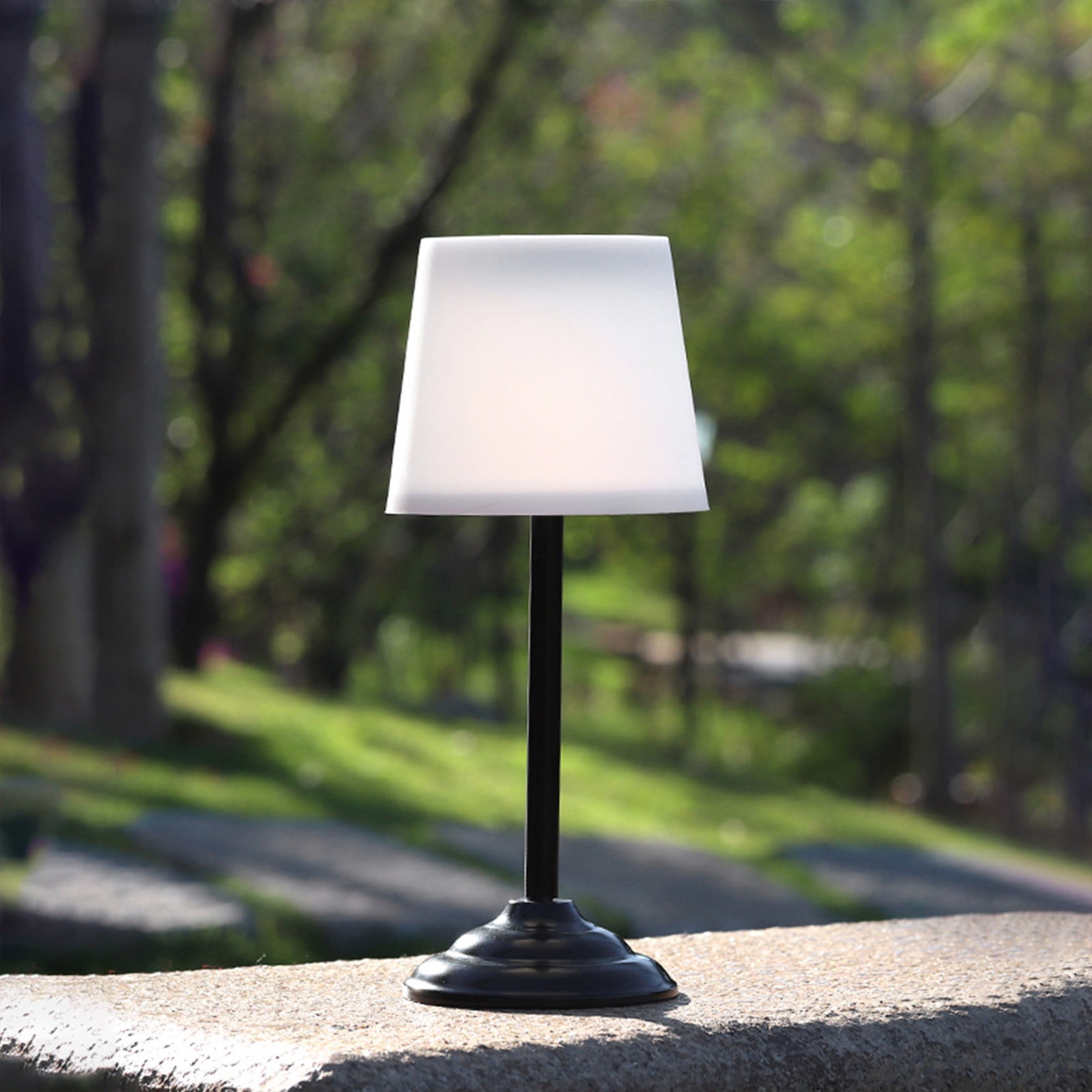 JJBNSH Solar Table Lamp, Rechargeable Wireless LED Desk Light for Patio Garden (Black, 10 in) 2ajwv