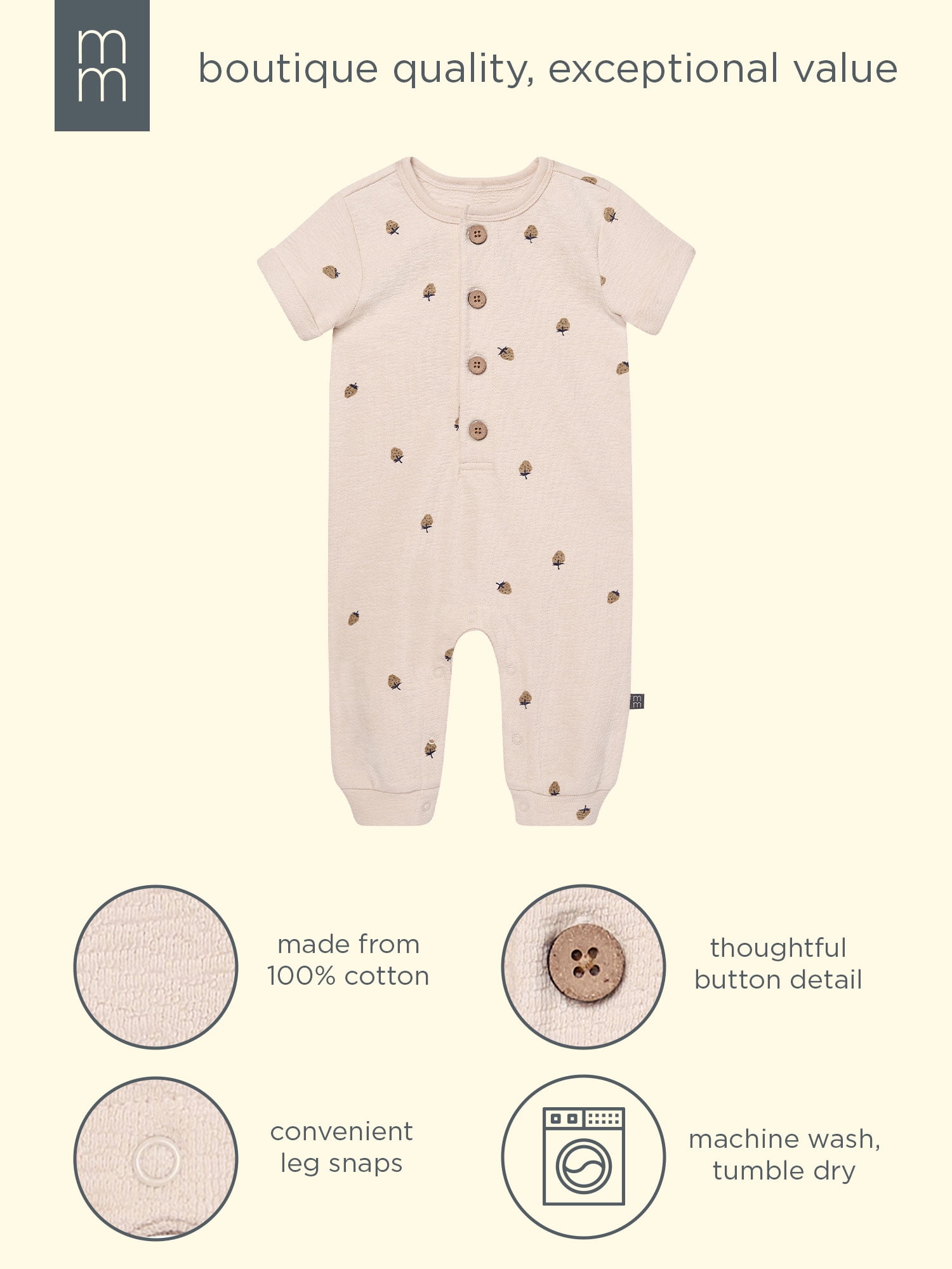Modern Moments by Gerber Baby Boy Short Sleeve Henley Romper (0-24 Months) 13bwy
