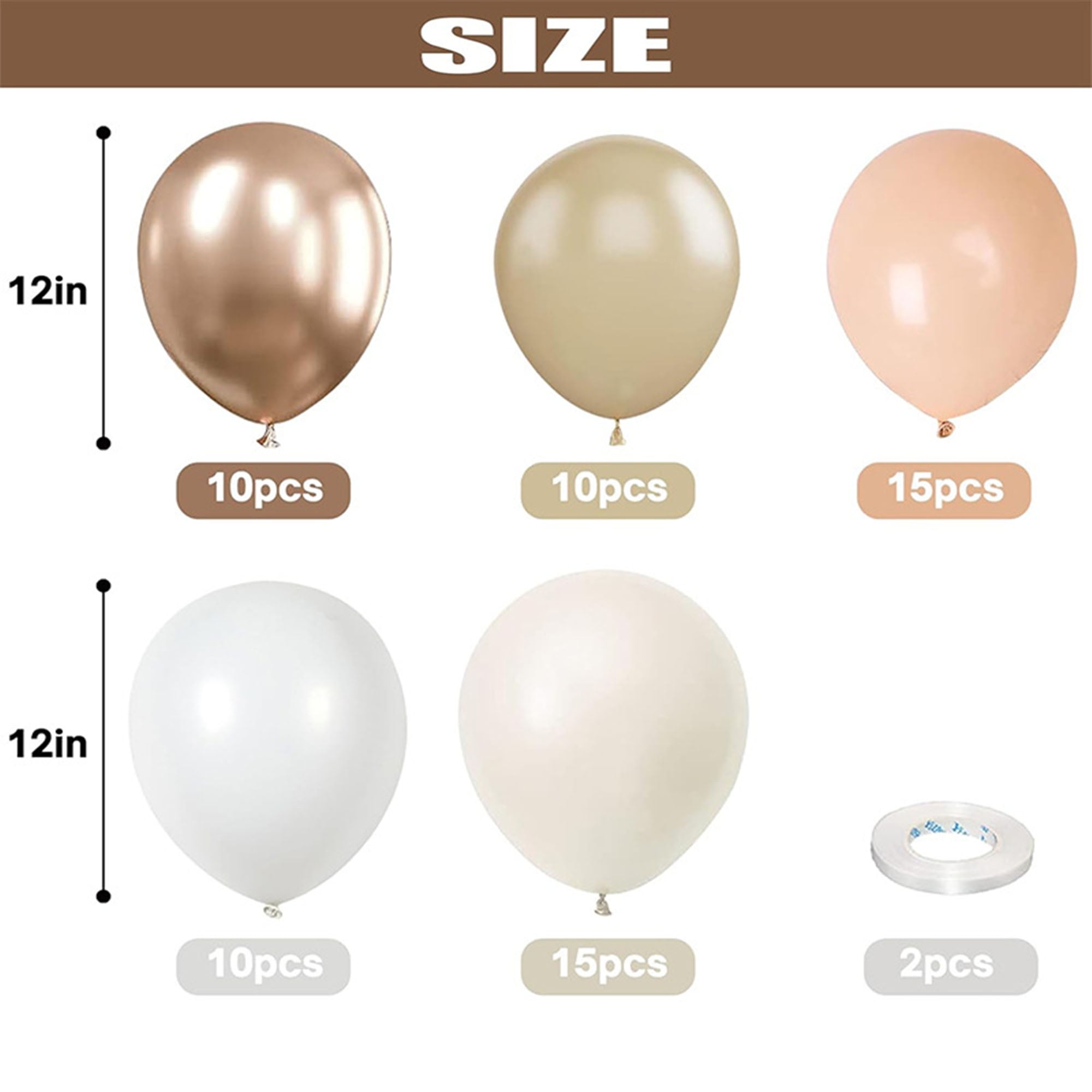 TICKJOY Boho Party Balloon Arch Kit, Double Stuffed Neutral Champagne and White Latex Balloons for Wedding and Baby Shower (60 Pack, 12 in) o12yy