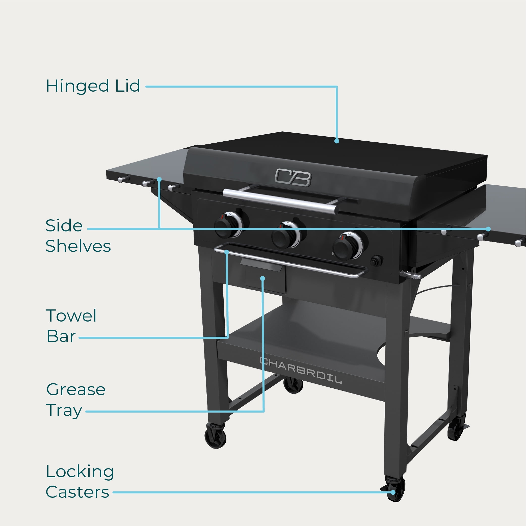 Charbroil Performance Series 3-Burner Propane Gas Griddle with Cart (28 in) fute5