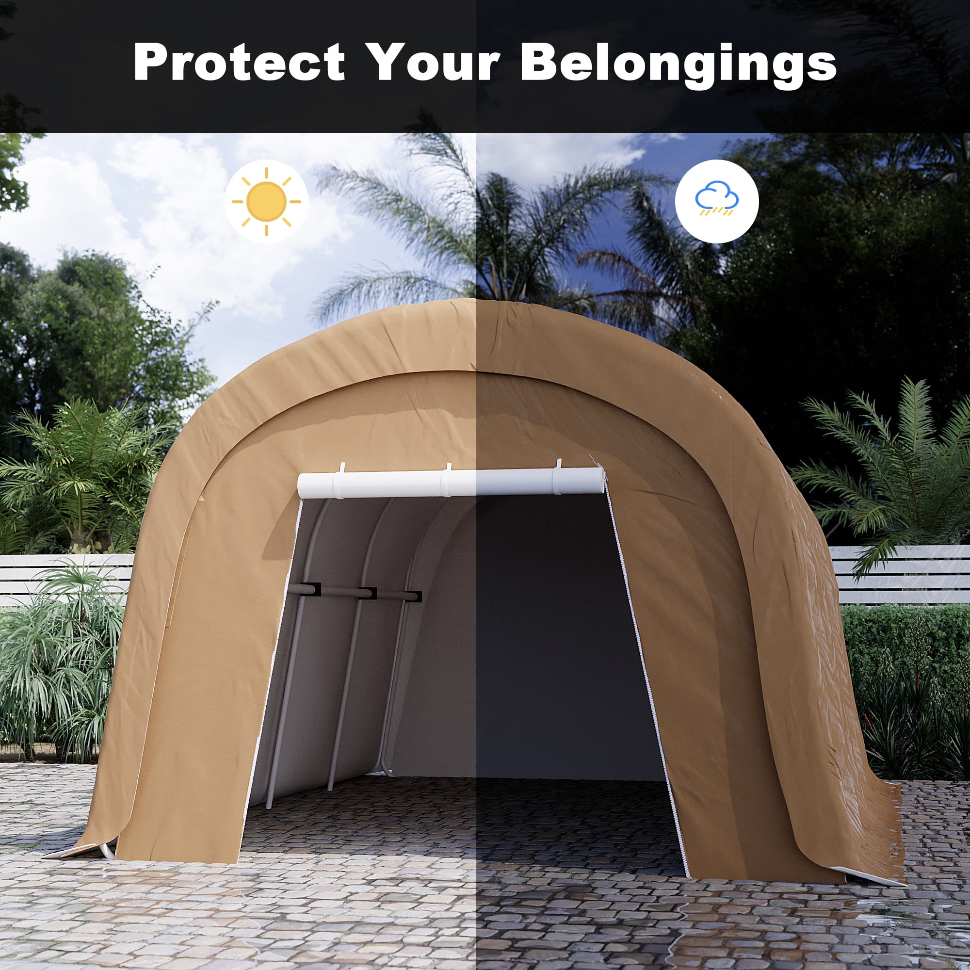 VENTOPYR Heavy Duty Carport Canopy with Steel Frame (10 ft x 20 ft x 9 ft) yhxpf