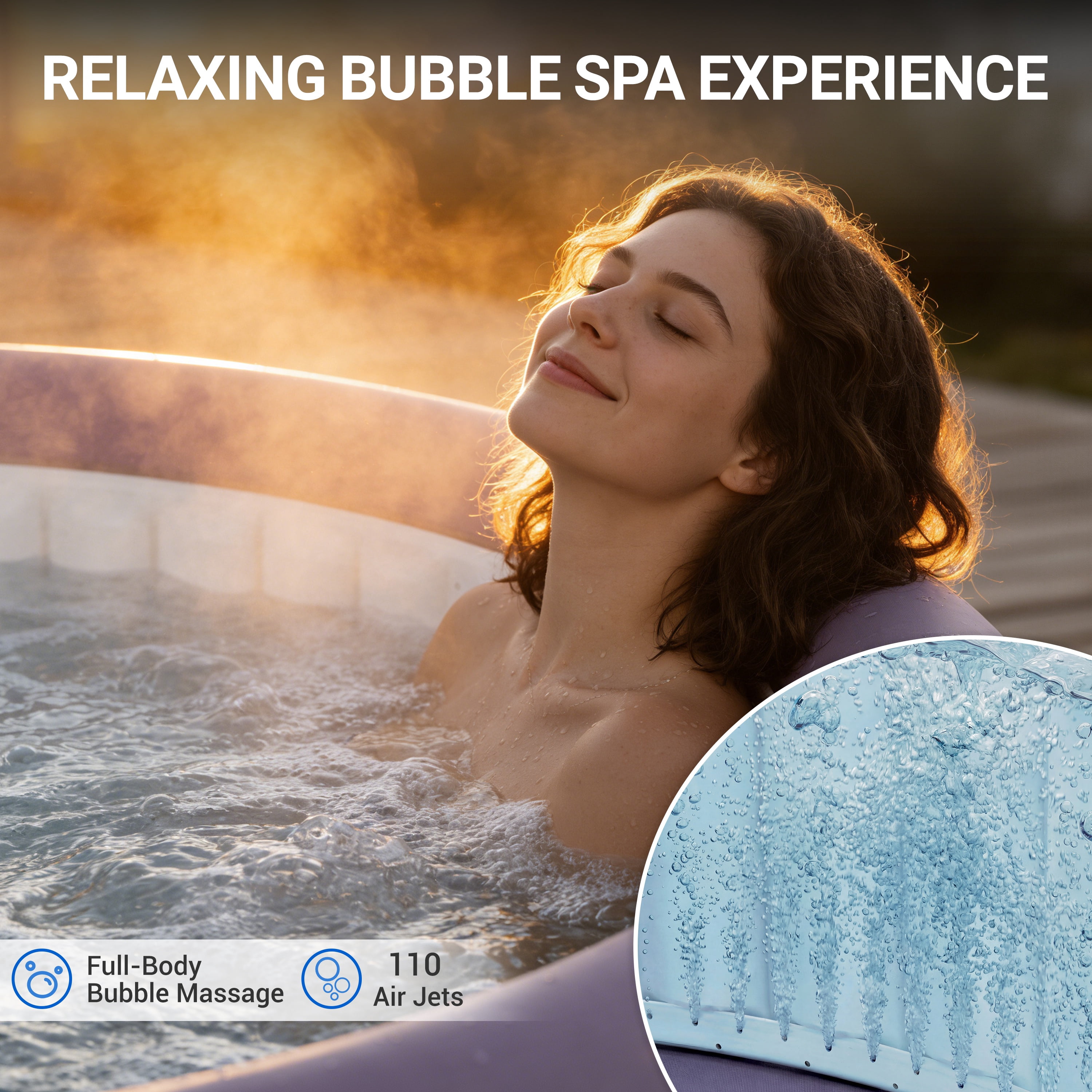 Segmart Inflatable Hot Tub Portable Outdoor Spa with 110 Bubble Jets and Heating System (2-4 Person, 221 gal) 8bsrw