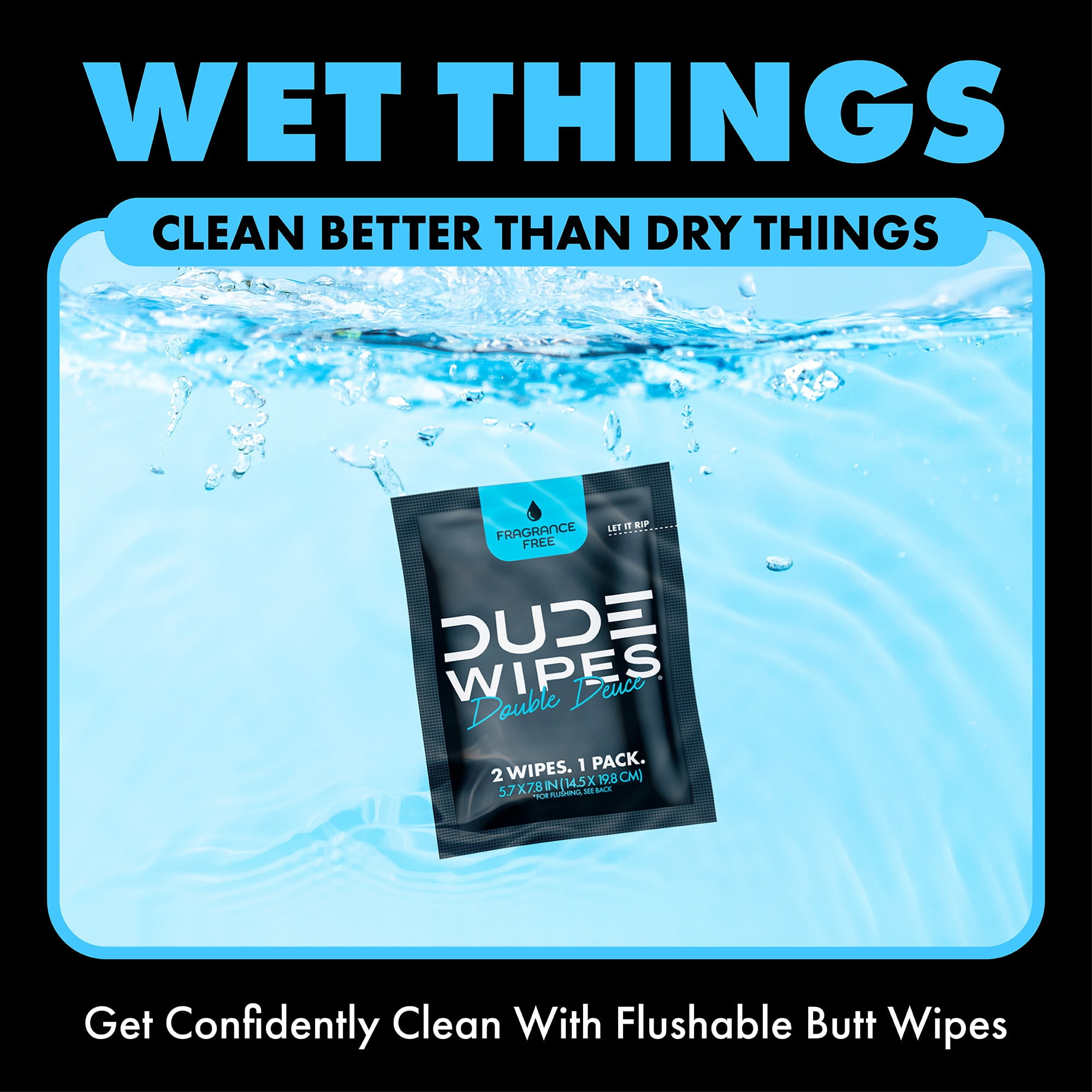 DUDE Wipes Double Deuce Flushable Wipes, Unscented, Travel Size (16 Count) 4rnmx