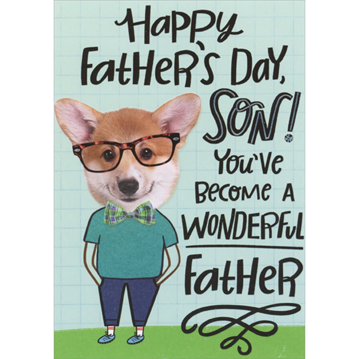 Designer Greetings Funny Father's Day Card for Son, 3D Pop-Up Dog Design (5.25 in x 7.5 in) ye2kz