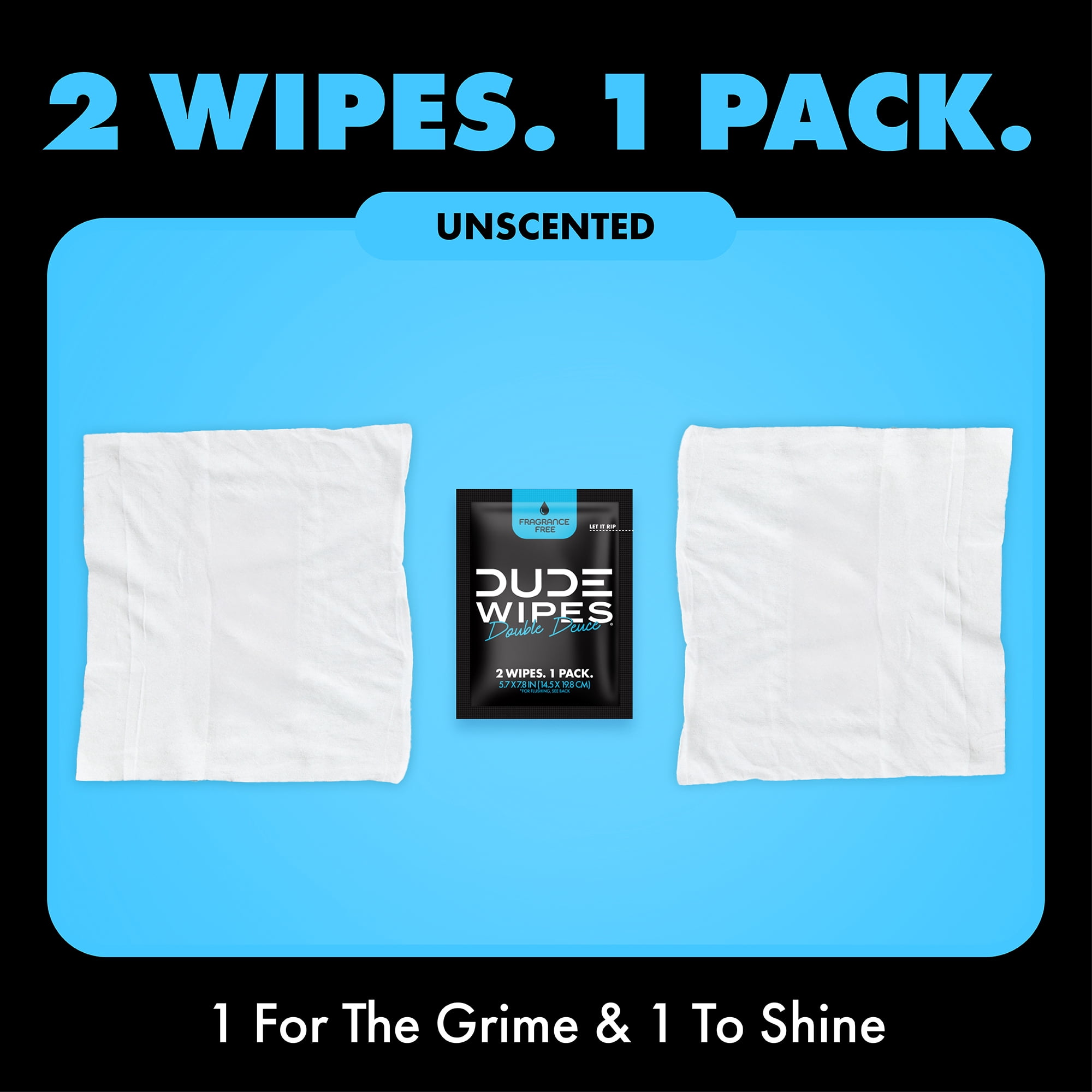 DUDE Wipes Double Deuce Flushable Wipes, Unscented, Travel Size (16 Count) 4rnmx
