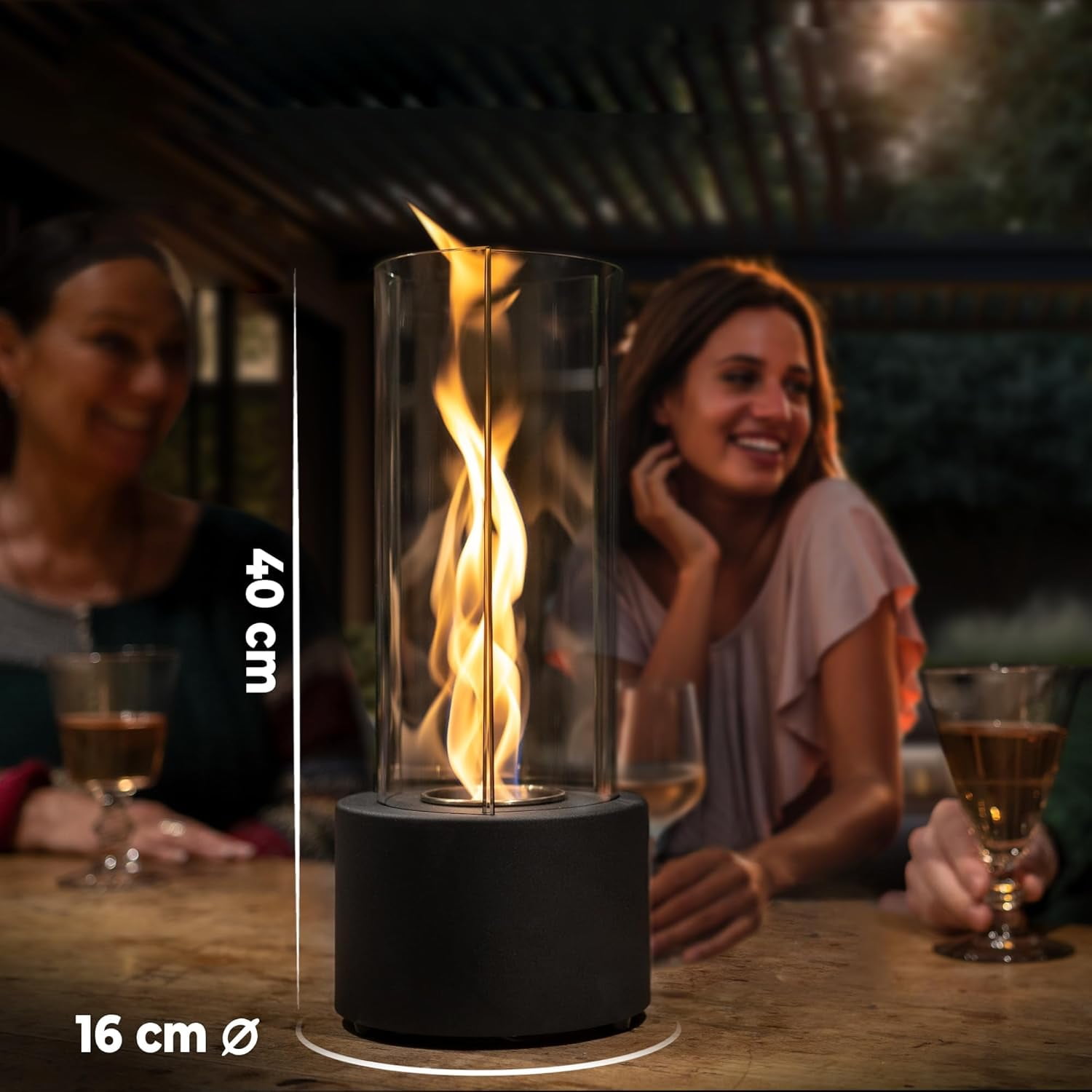 CROWN FIRE Tornado Tabletop Firepit Portable Round Metal Fireplace for Home Decor (Black, 3 lb) bs8l8