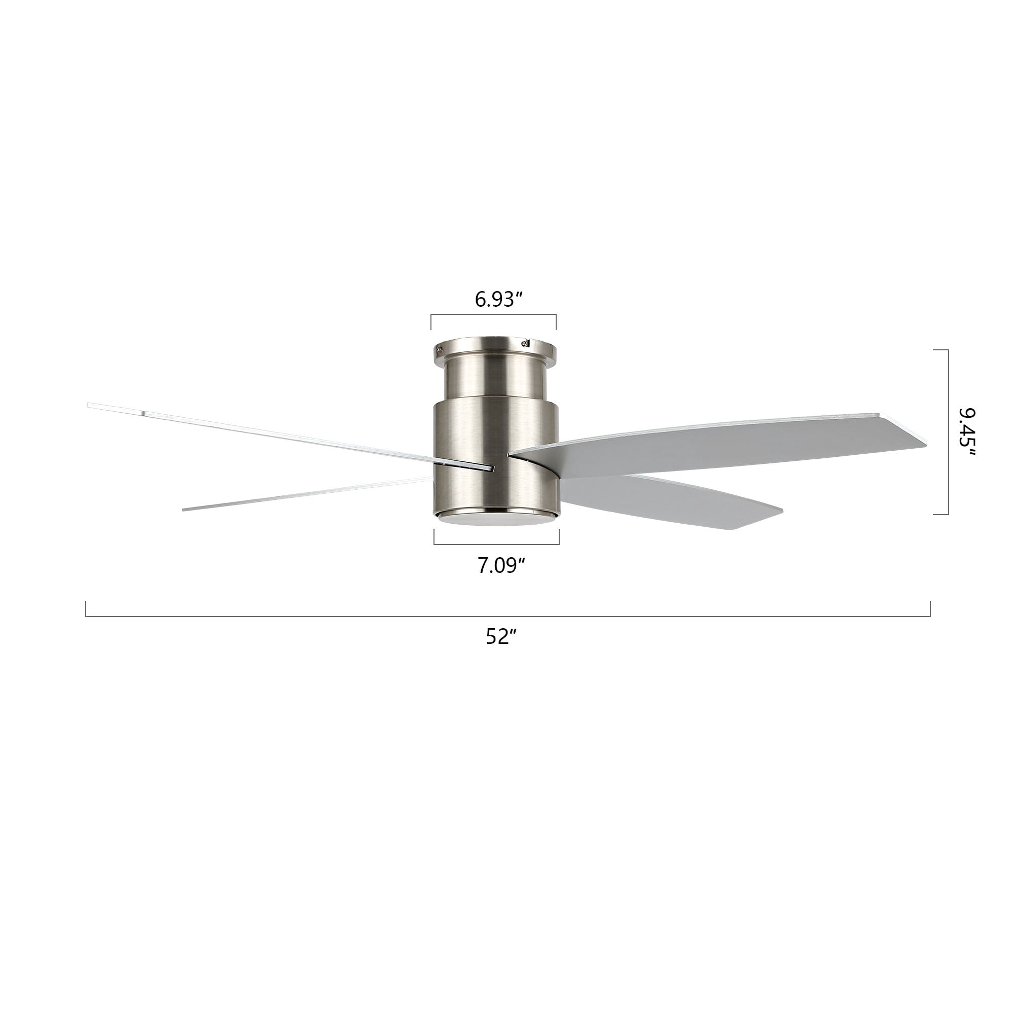 LEDET 52 in. Reversible Blade Ceiling Fan with Remote Control (Nickel and White, 52 in.) u7mwj