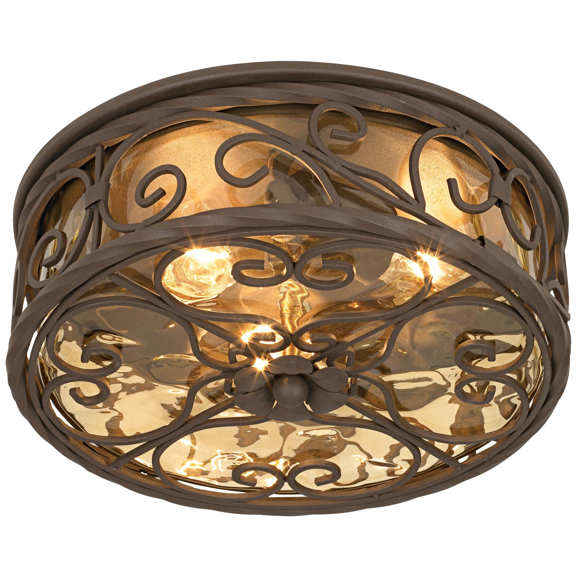 John Timberland Casa Seville Rustic Farmhouse Flush Mount Outdoor Ceiling Light Fixture (Dark Walnut, 12 in Wide) 43byl